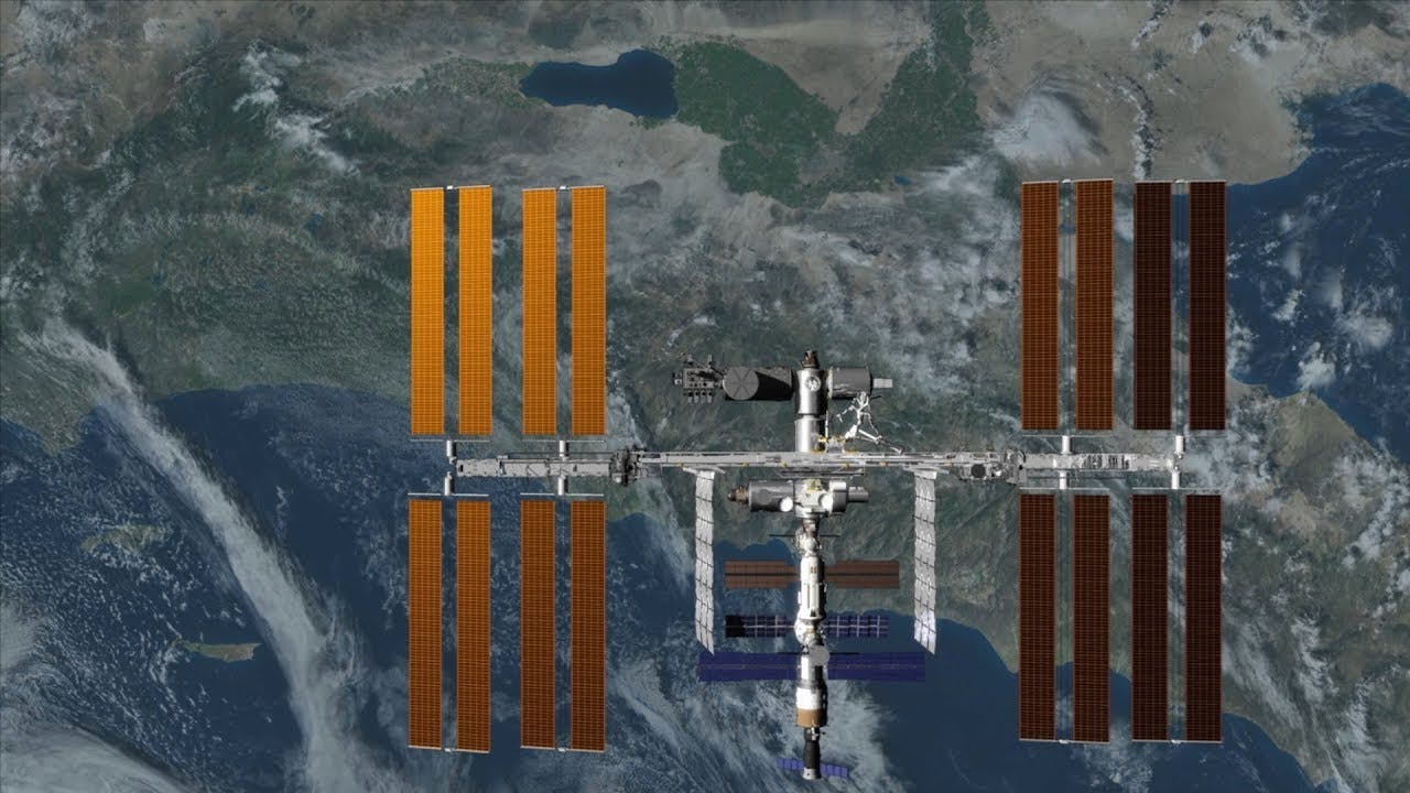 NASA's OCO-3 (Orbiting Carbon Observatory 3) satellite in orbit