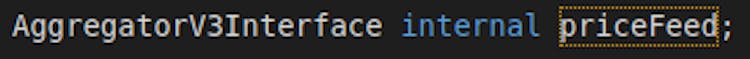 This is the main state variable in the contract. It's an internal reference to the Chainlink Price Feed aggregator smart contract.