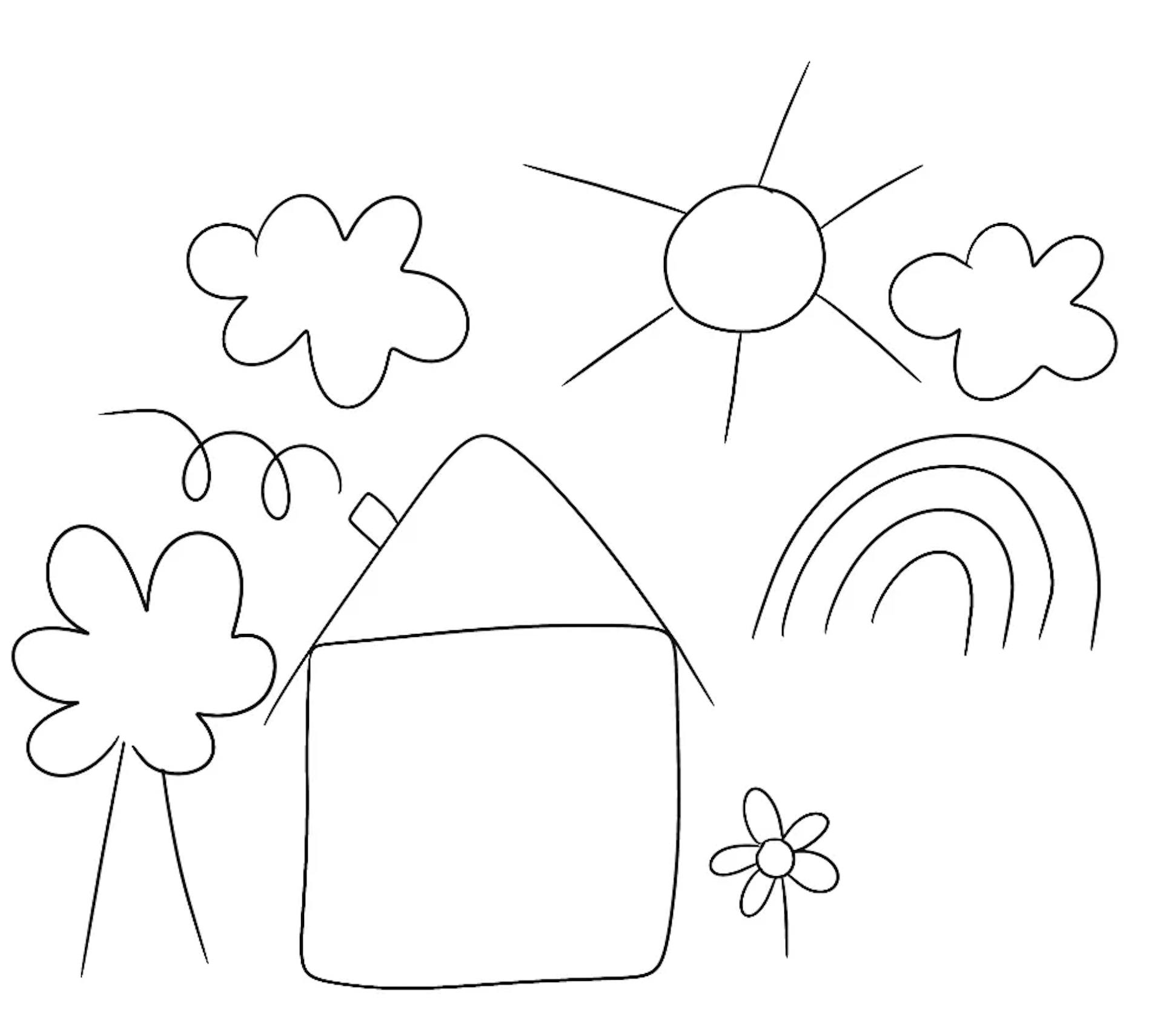 Child like sketch, generated by the author on iPad