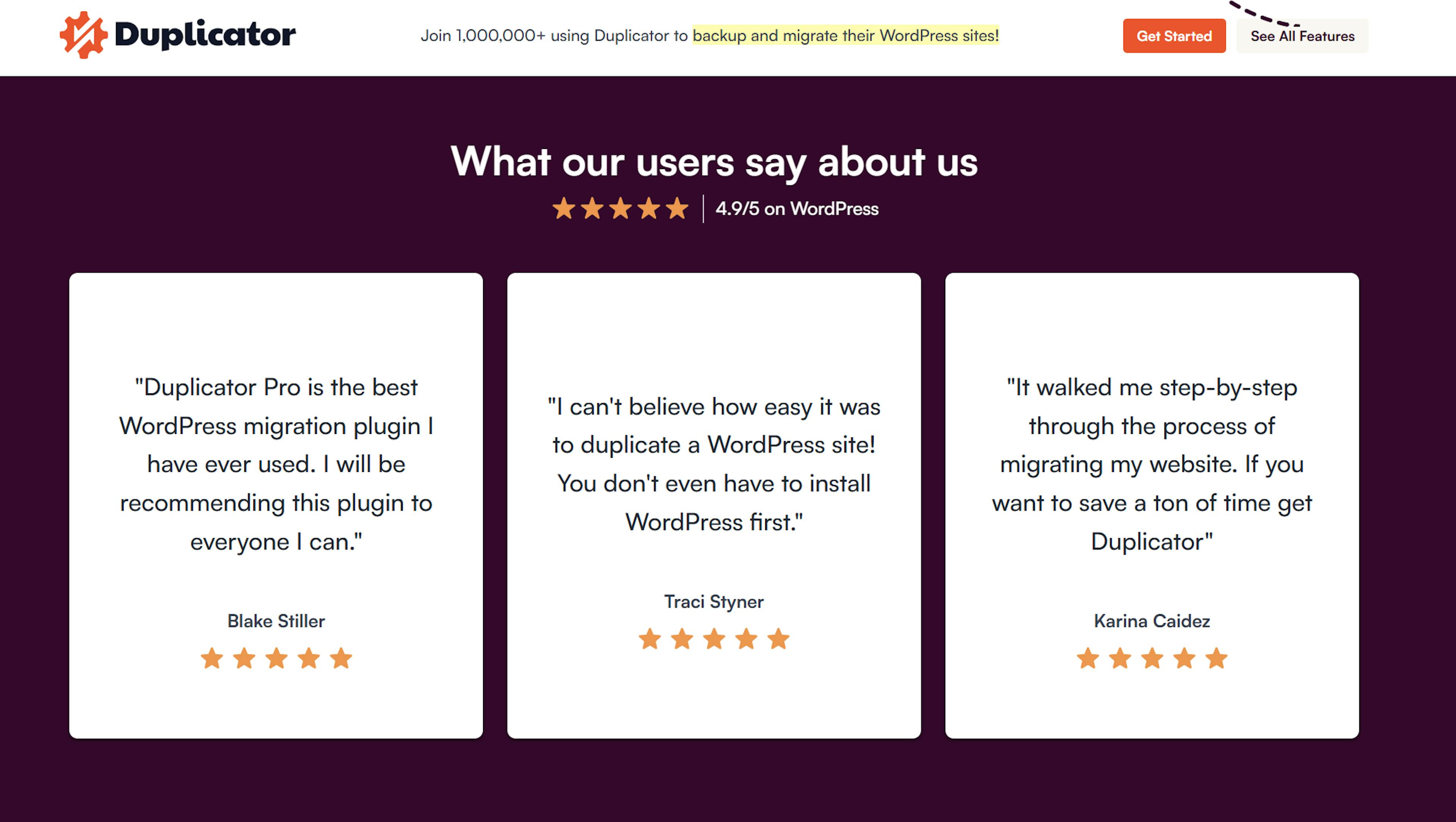 User-Generated Content in the form of Testimonals and Star Ratings