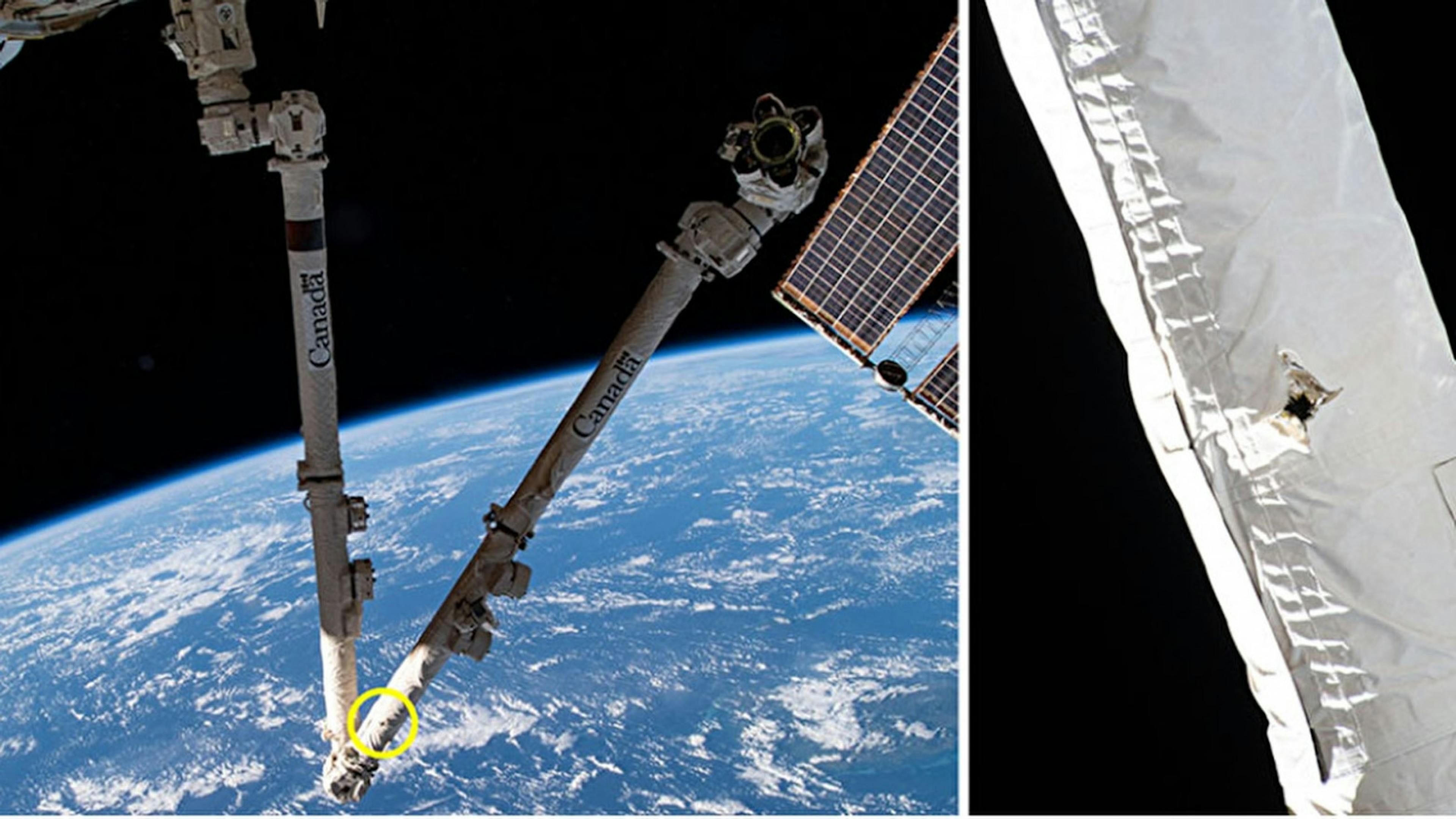 In early June 2021, space debris punctured the Canadarm2 manipulator docked to the ISS. Fortunately, this did not affect its performance.