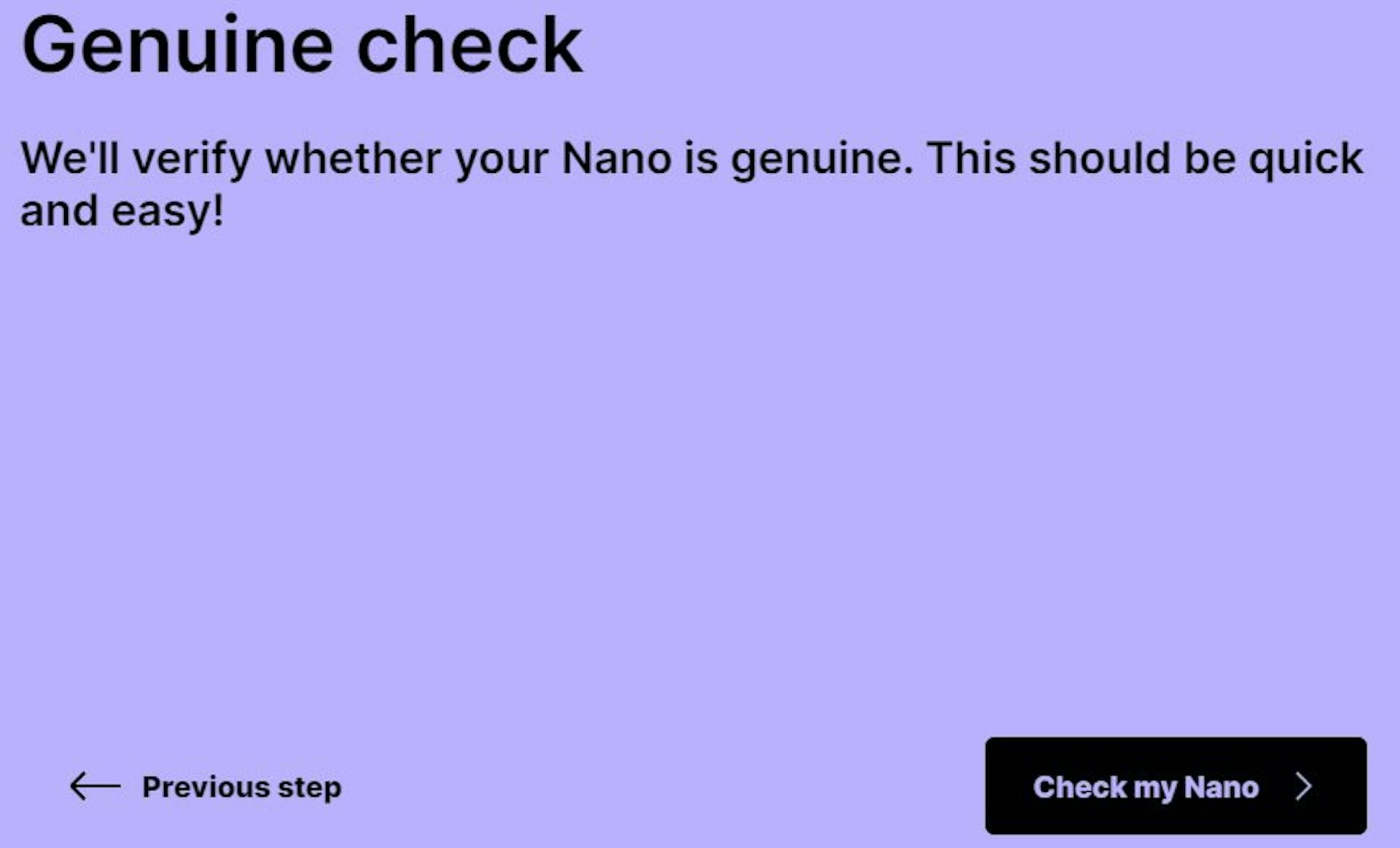 Genuine check Nano wallet