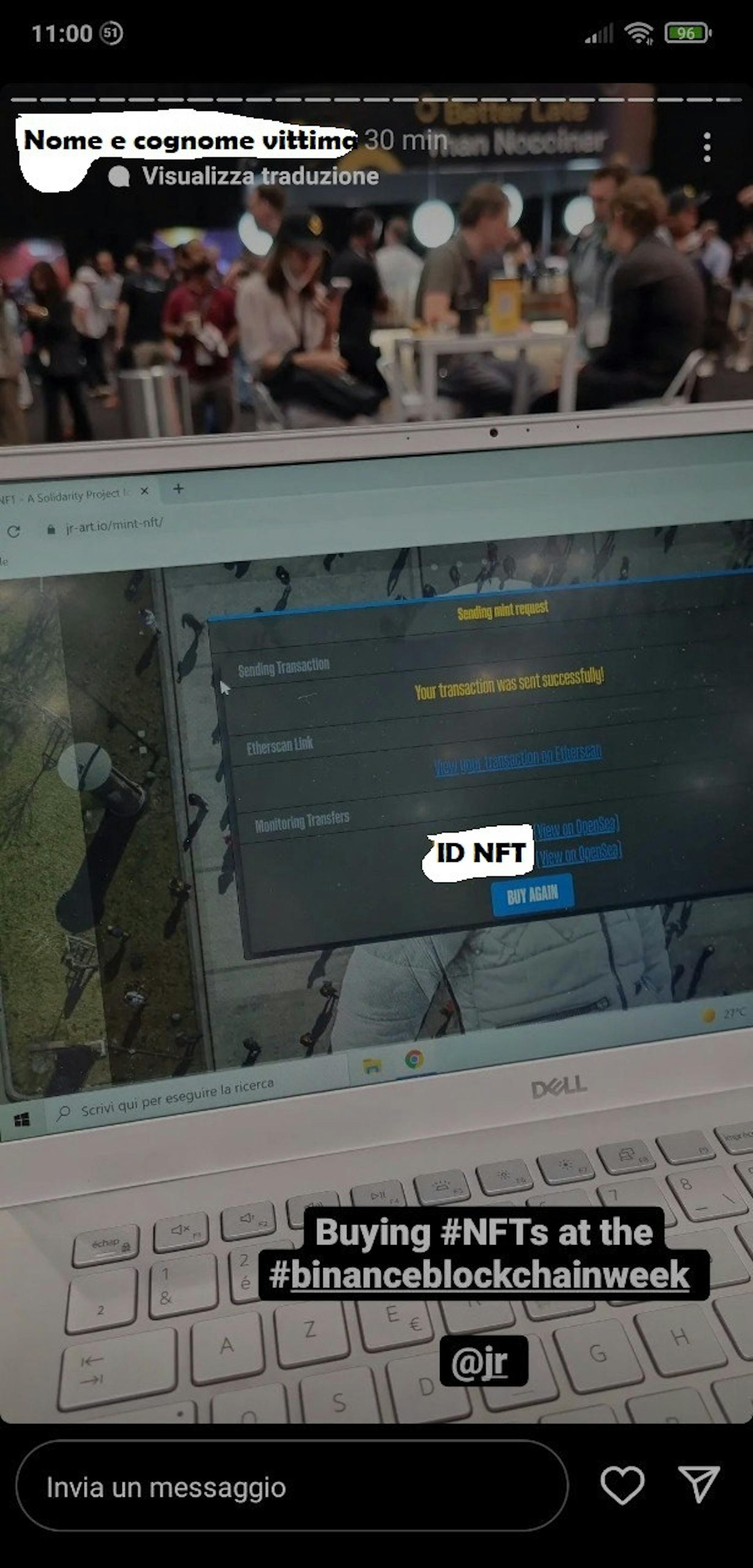 Screenshot with NFT ID