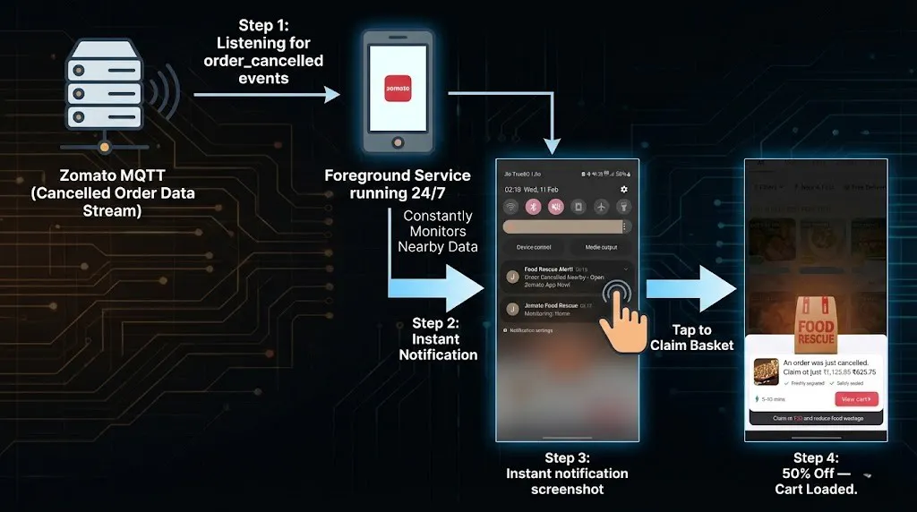 featured image - Reverse-Engineering Zomato Food Rescue: MQTT, Server-Driven UI, and a Headless Monitor