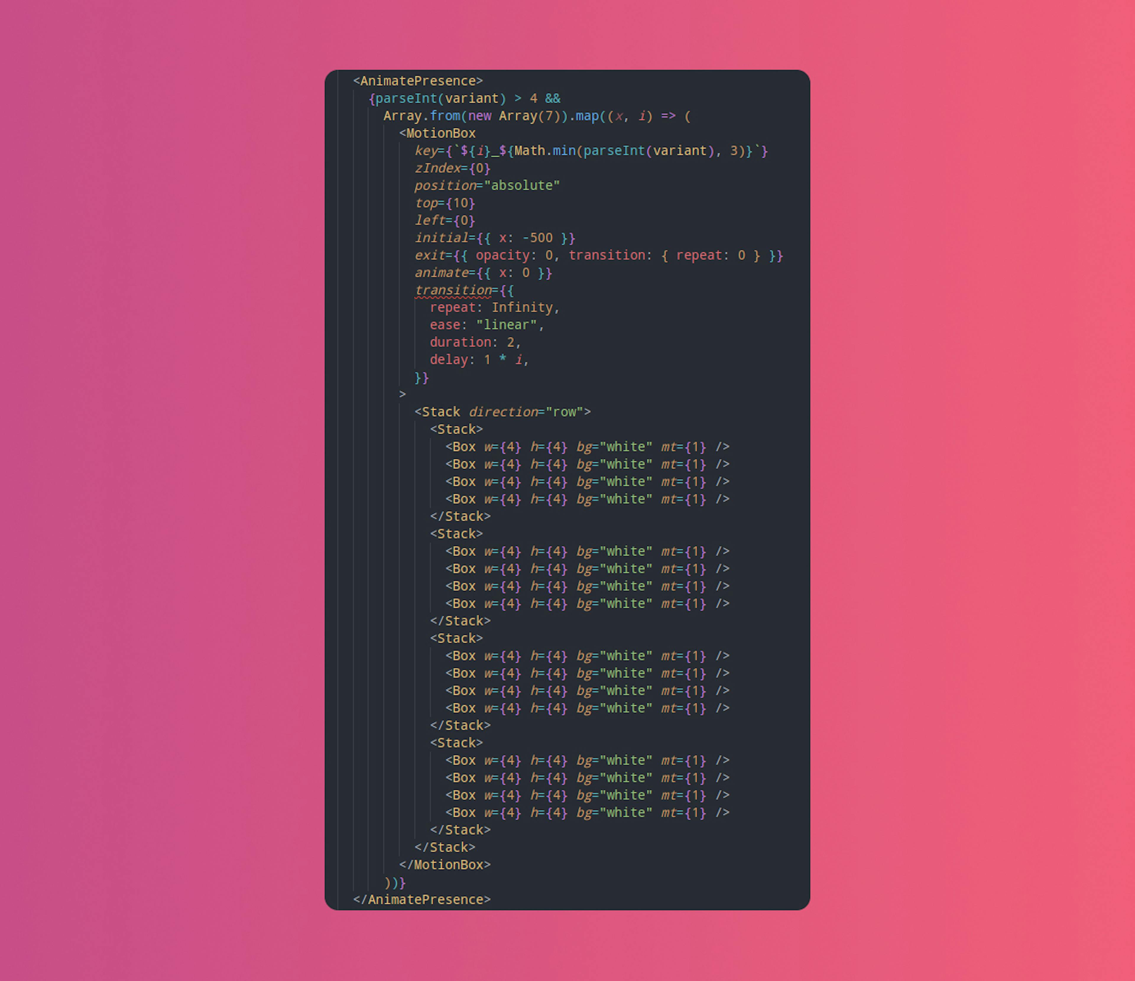 Snippet of Framer Motion Code