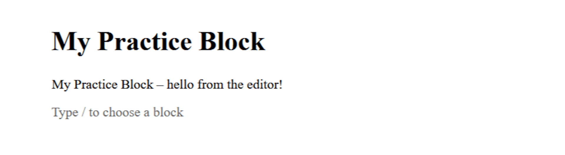 WP Block message in the Editor
