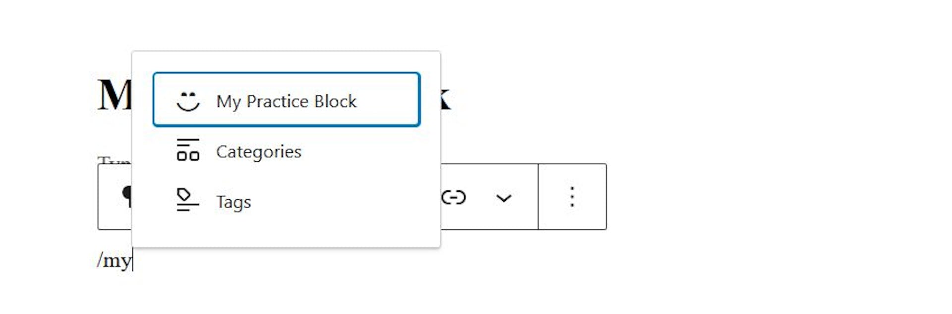 Selecting our block in the WP Editor