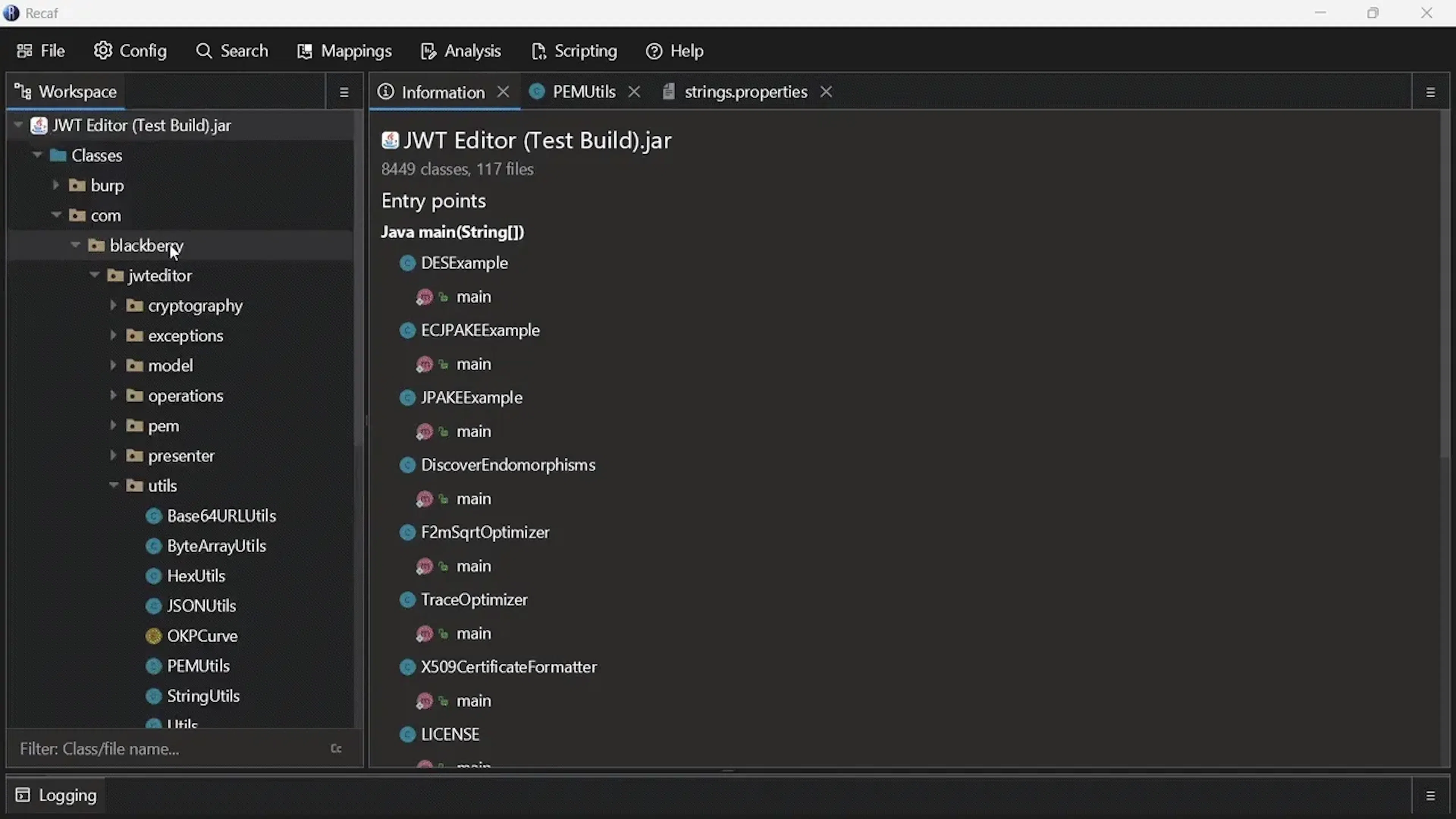 在 JWT Editor (Test Build) 中验证修复：生成的密钥在 Decoder Hex 视图中不含 0D 字节