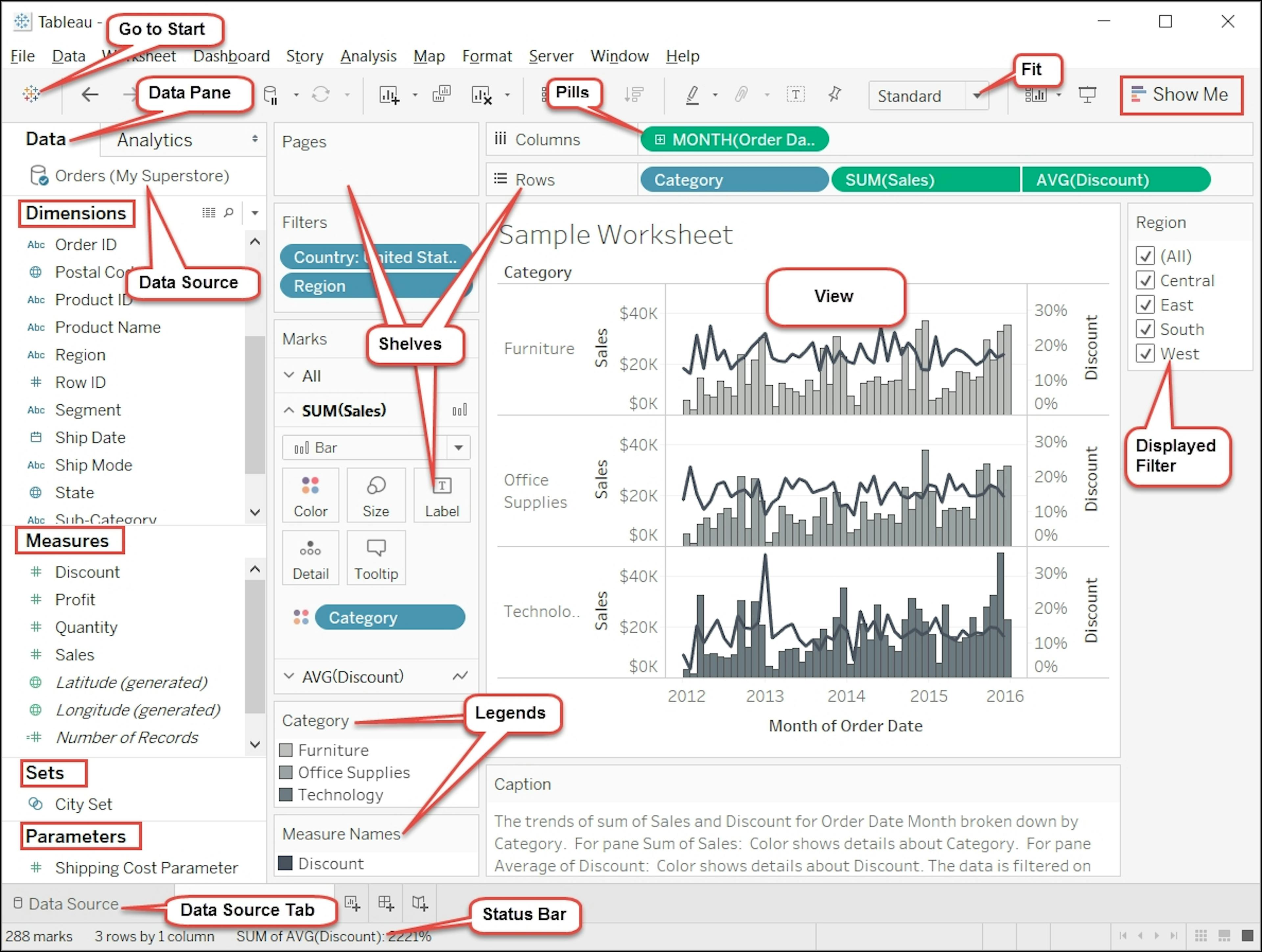 An example of Tableau interface with a direct implementation of the proximity law