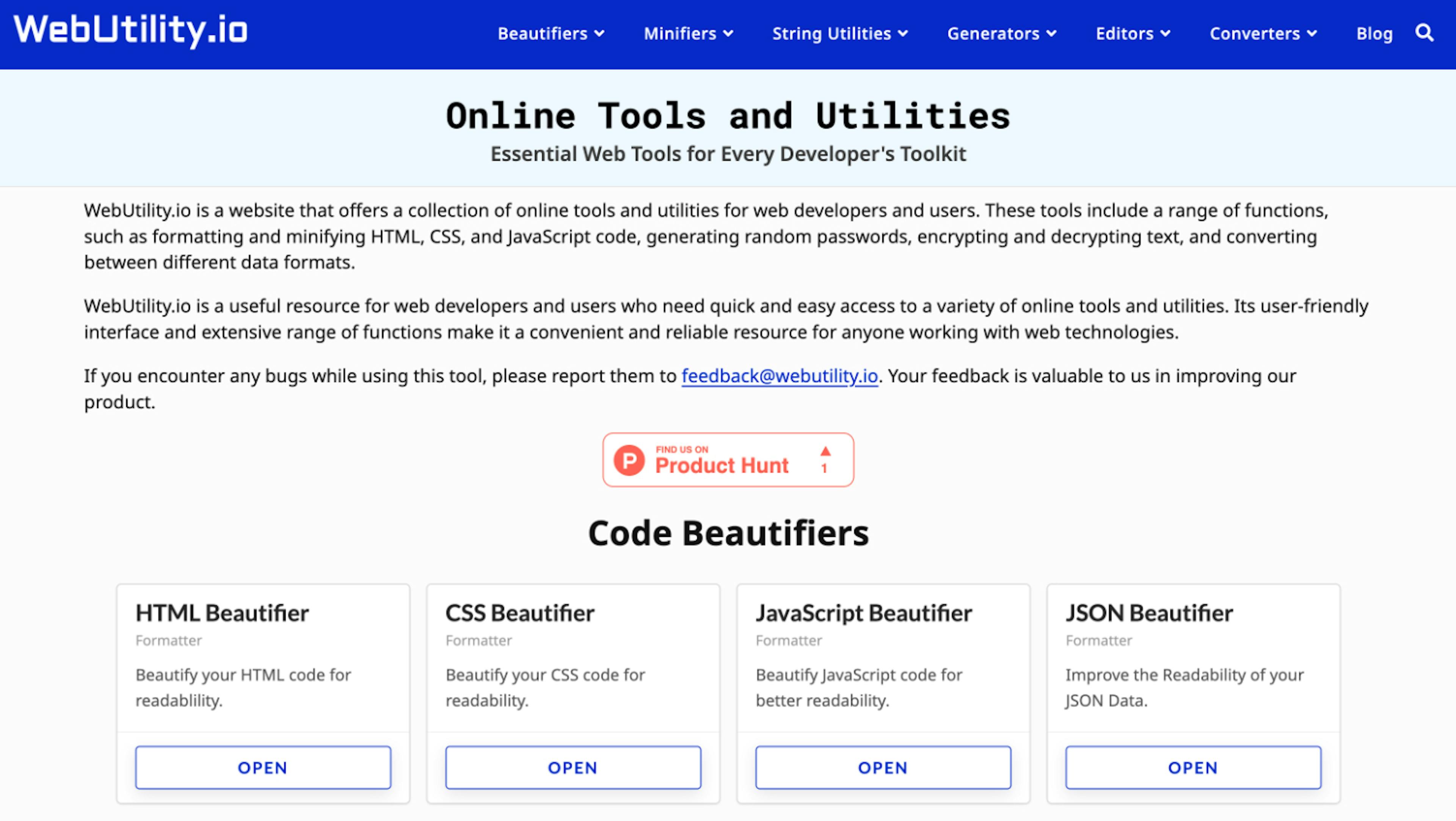 featured image - Tăng cường quy trình làm việc của bạn với hơn 50 công cụ trực tuyến trên WebUtility.io