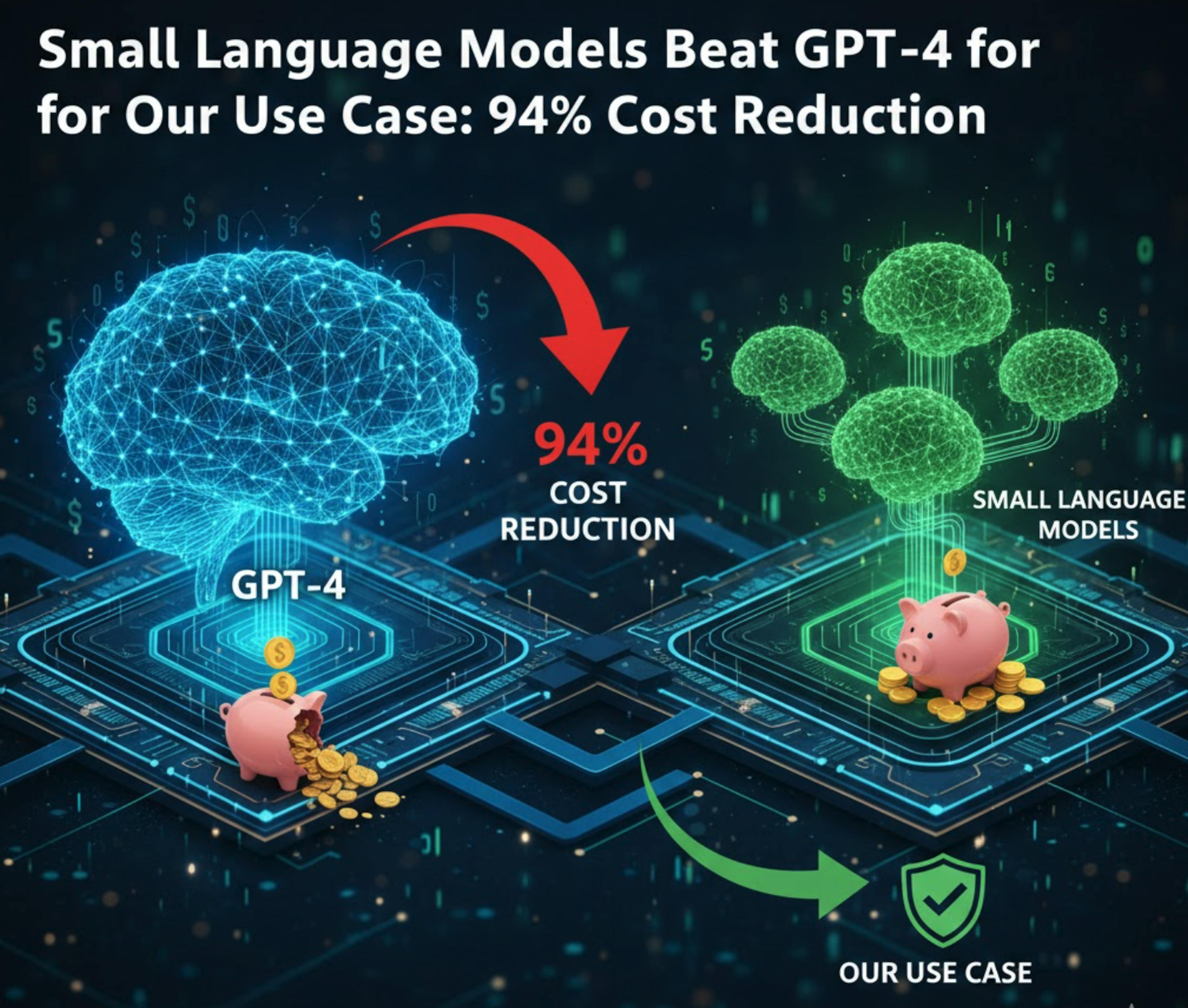 featured image - Small Language Models Beat GPT-4 for Our Use Case: 94% Cost Reduction
