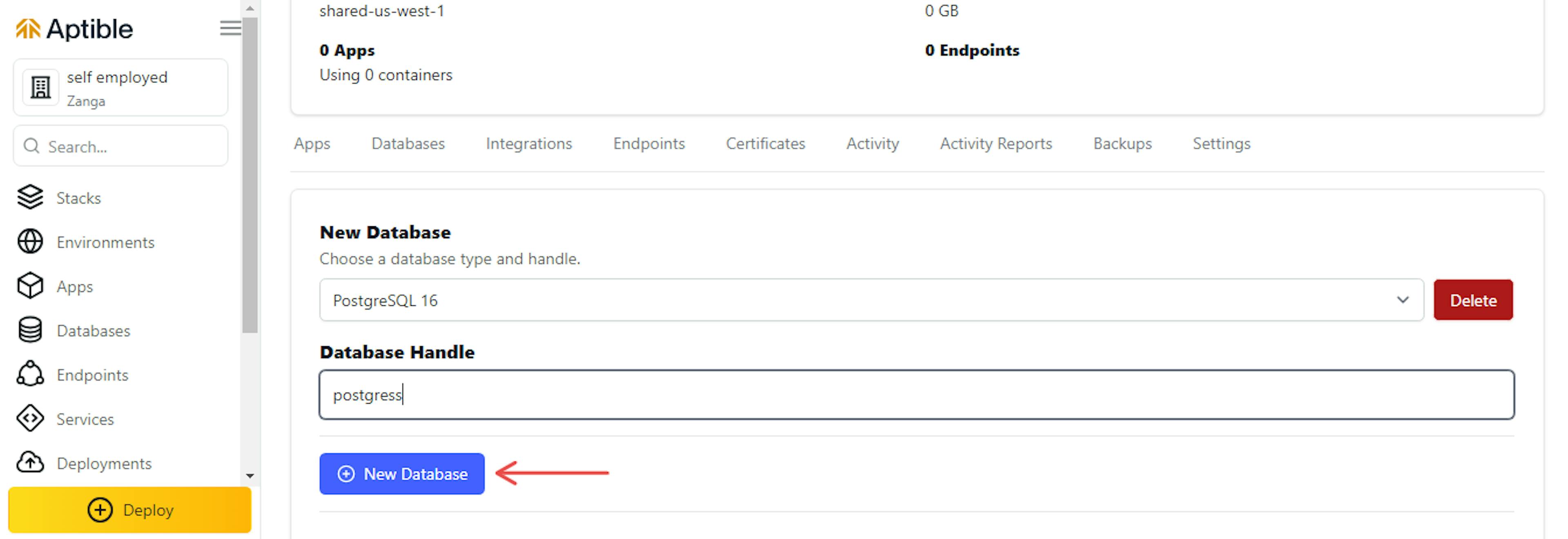 Figure 4: Create the database