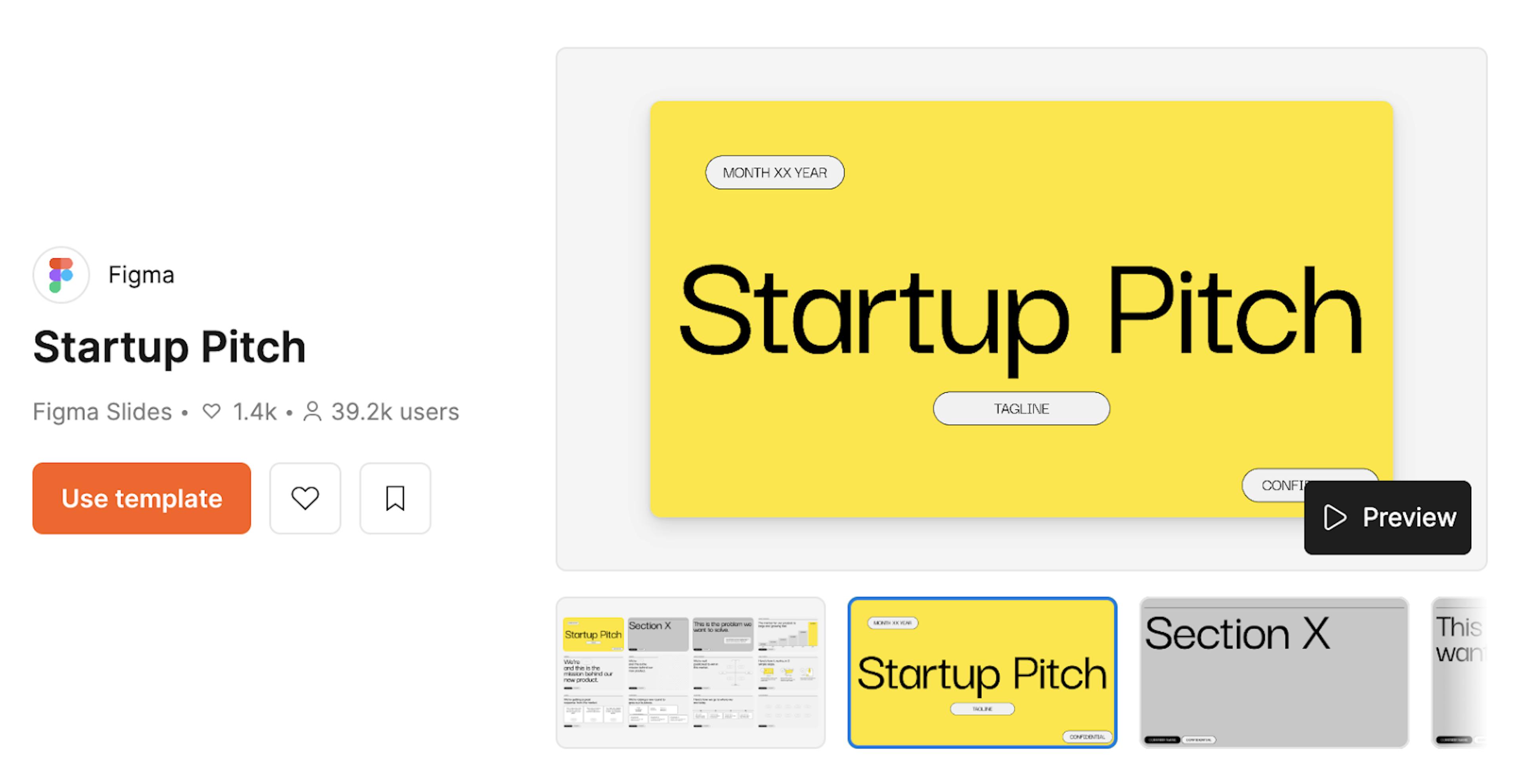 Example of Startup Pitch presentation template from Figma Community