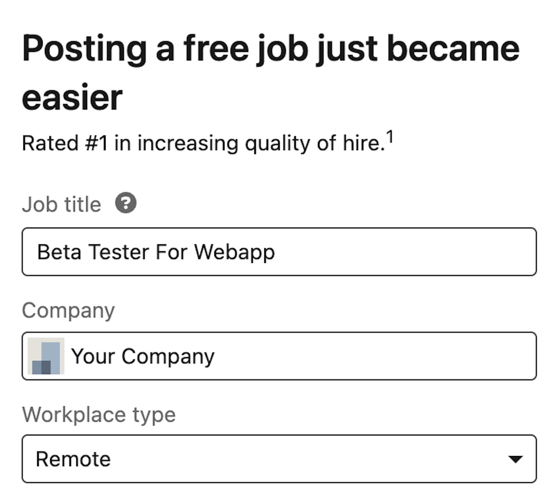 Linkedin Job Posting to Recruit Beta Users