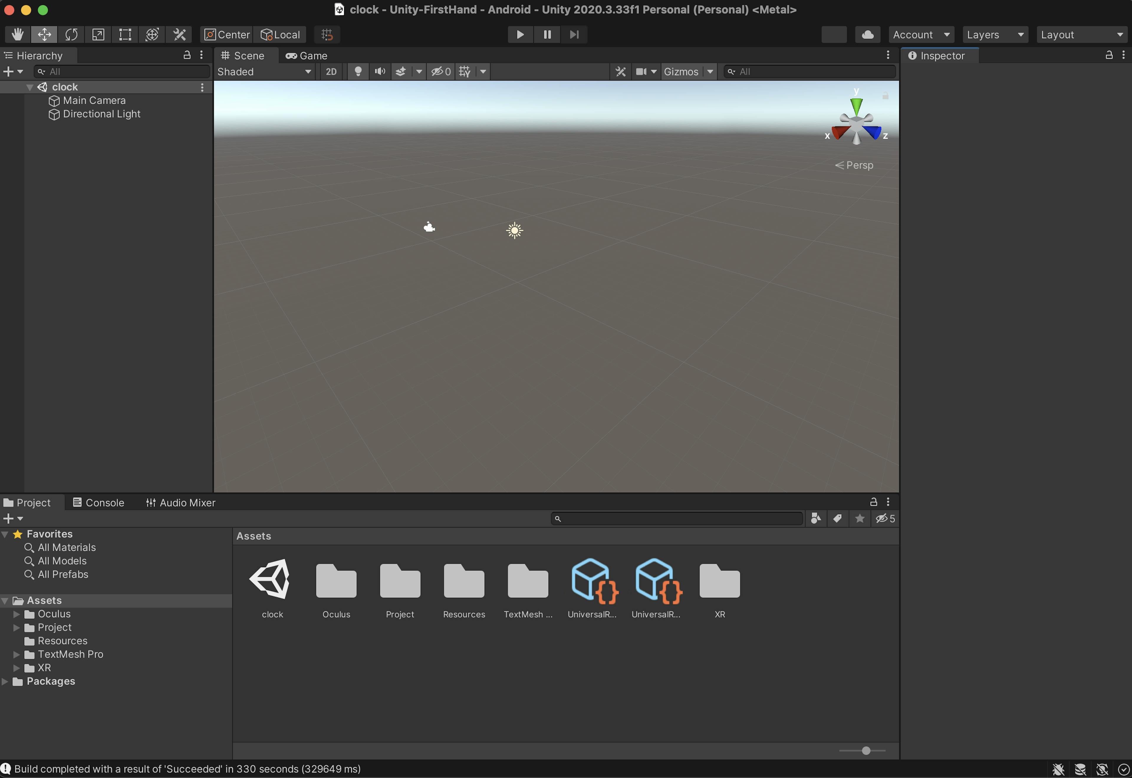 FirstHand en Unity Editor