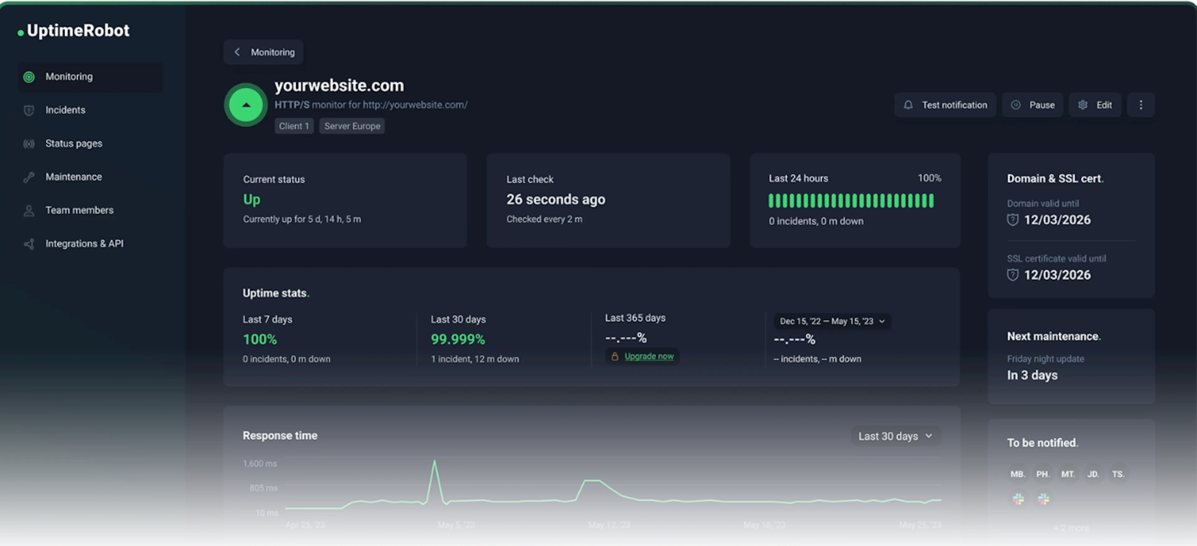 Monitoring with UptimeRobot