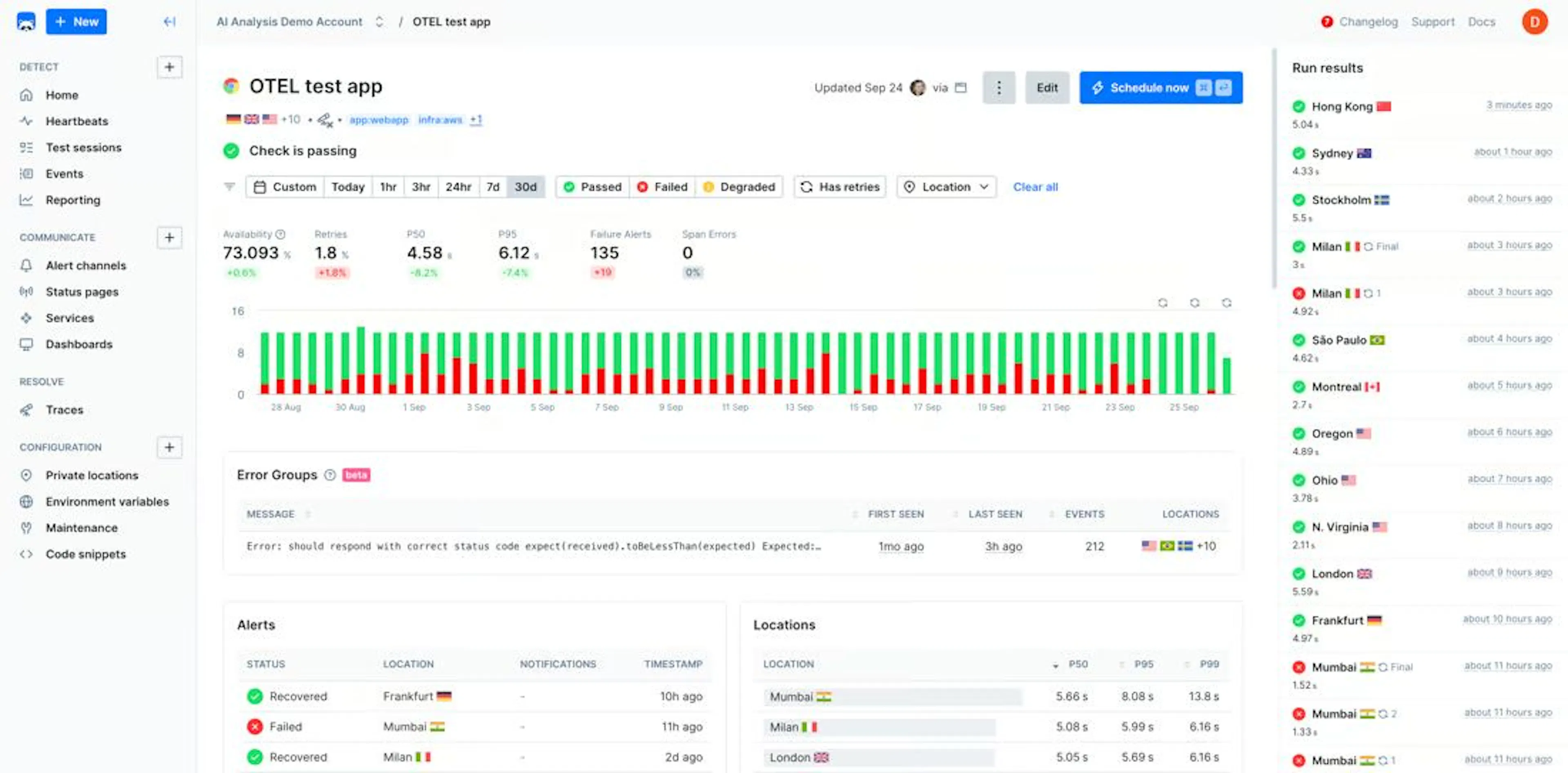 Checkly’s heartbeat monitor defined in code