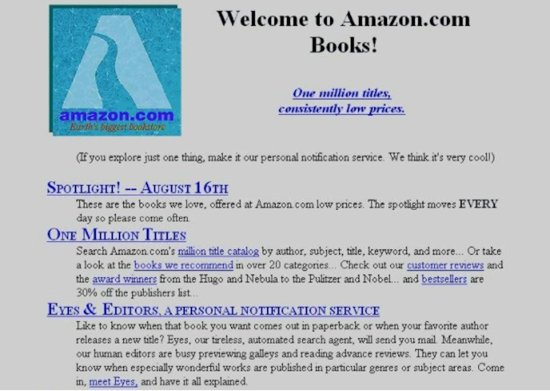 Screenshot of Amazon MVP