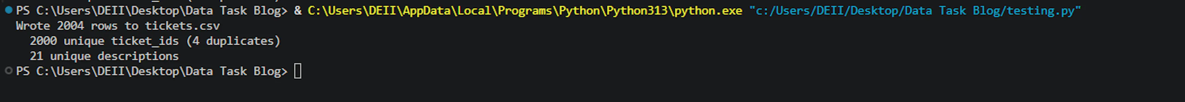Terminal After Running Step 1 Code