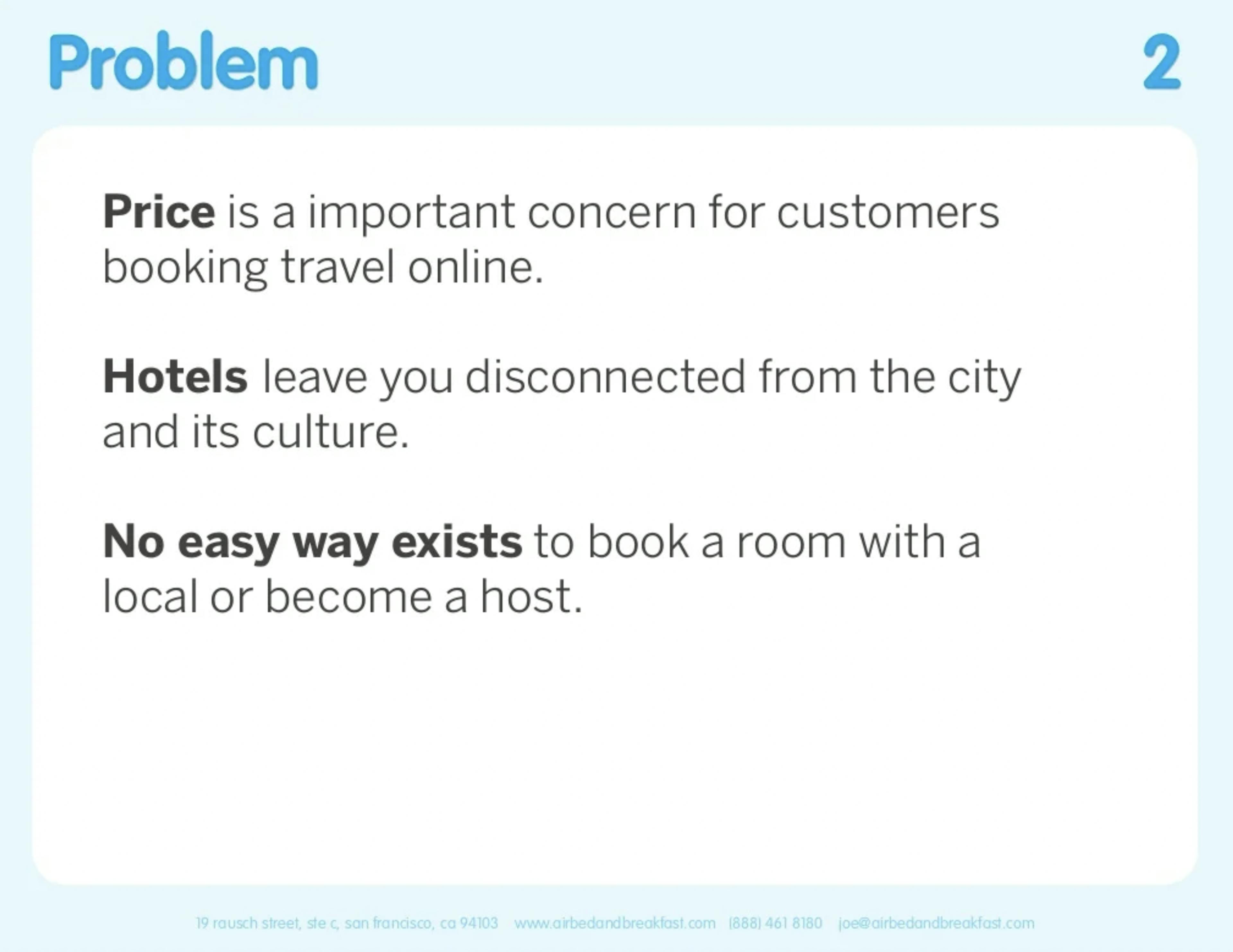 出典: Airbnb の初期段階のデッキ、PitchDeckHunt