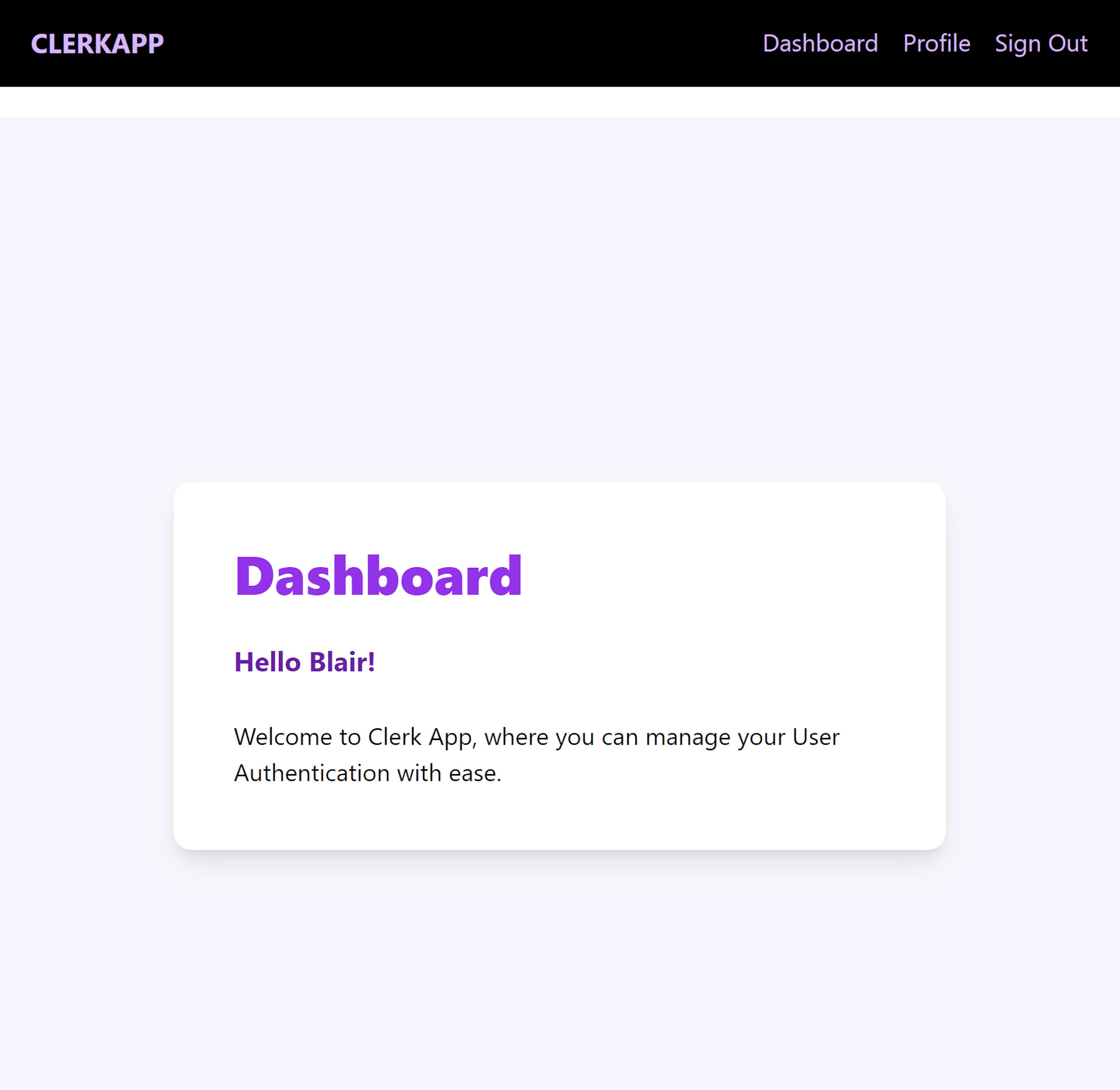 Authenticated User Dashboard