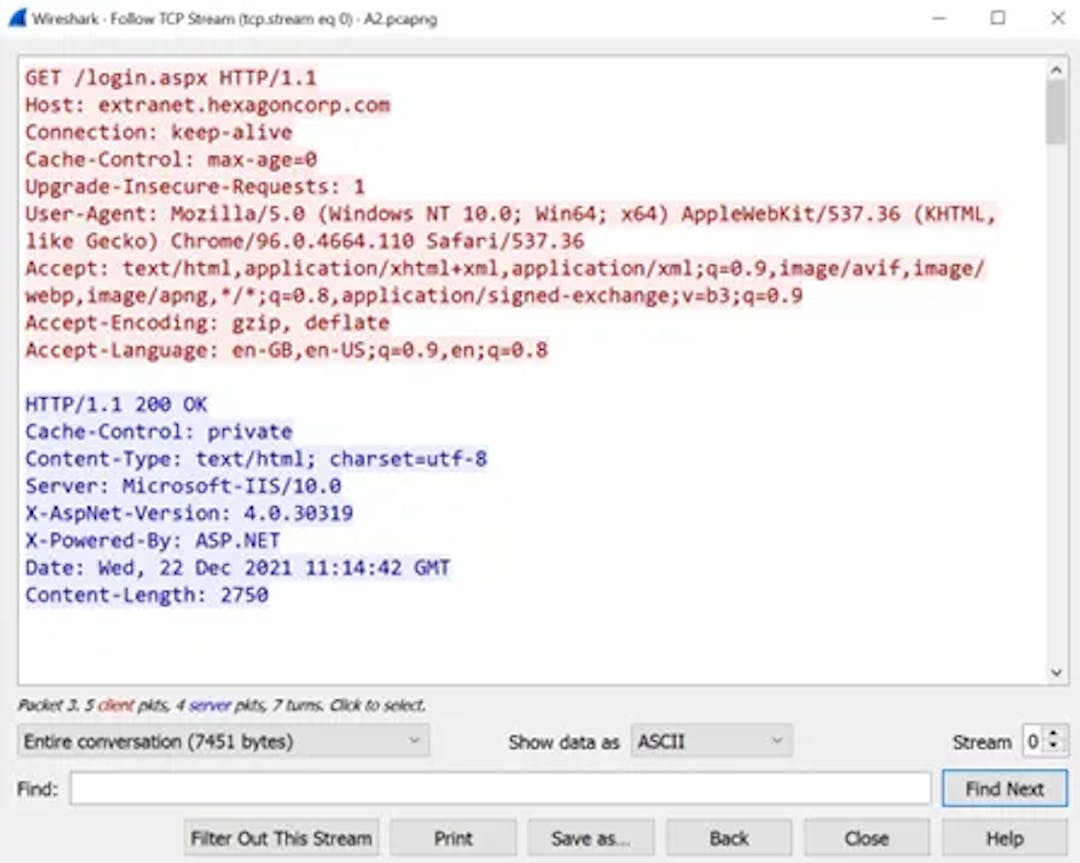 Figure 4. TCP stream packets.