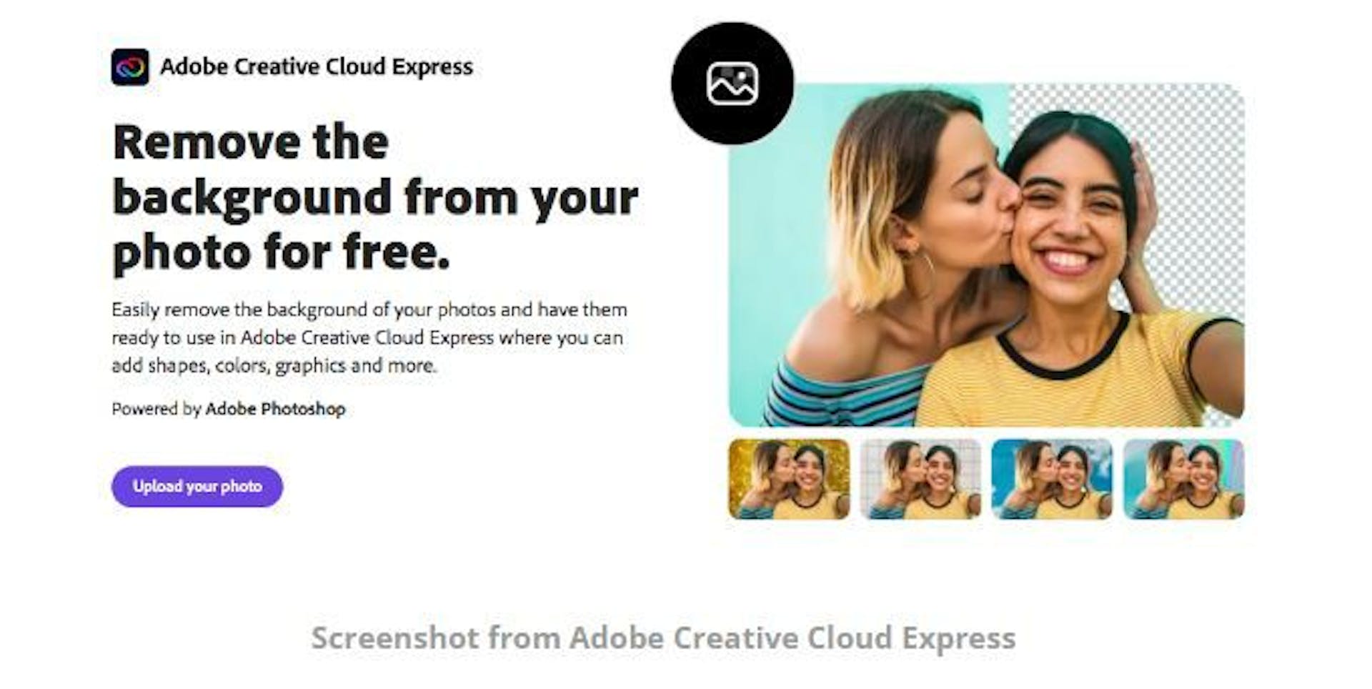 Estrutura clara na página do produto Adobe Creative Cloud Express