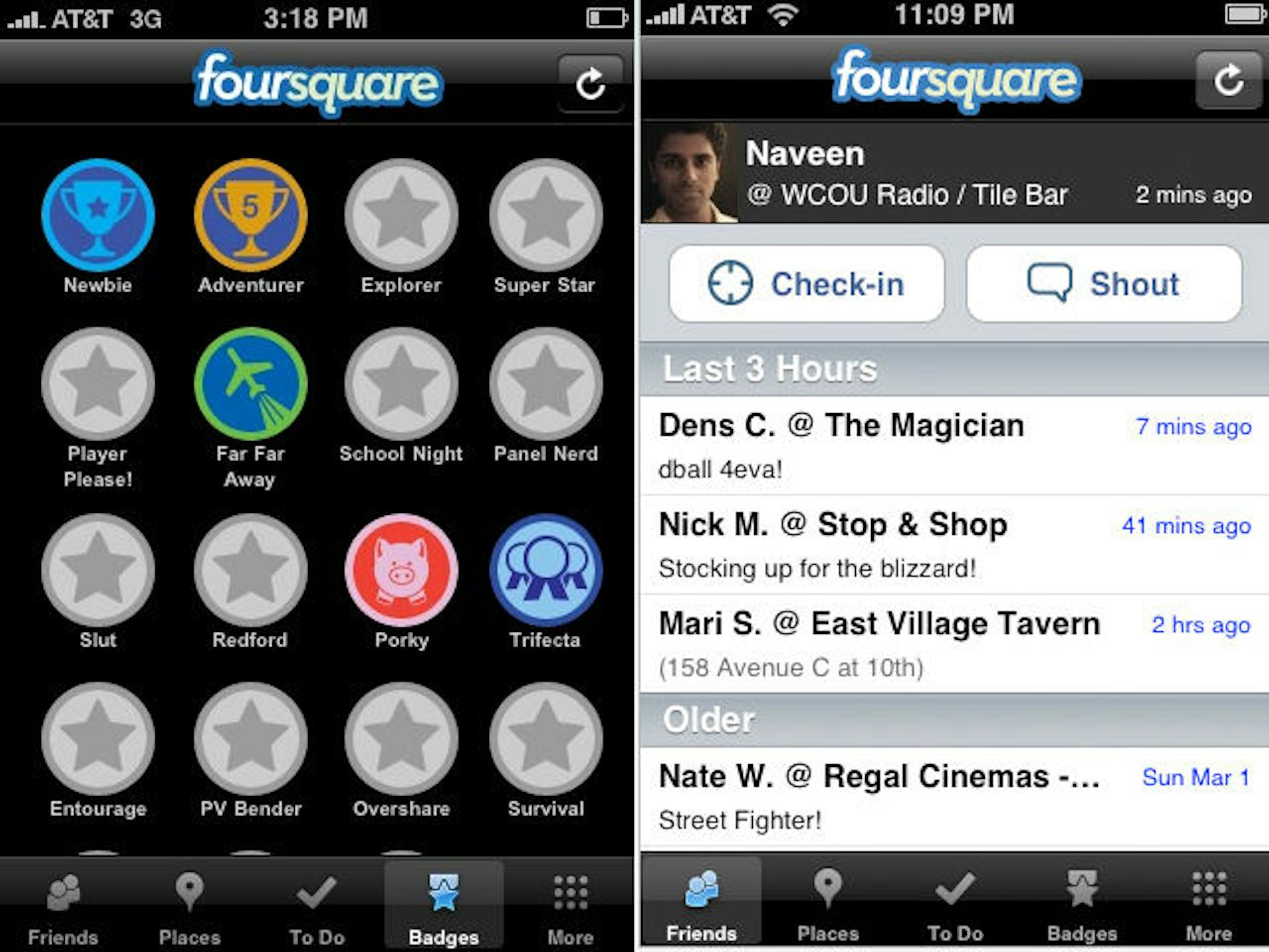 Even early on, Foursquare emphasized social interactions, via Tech Crunch