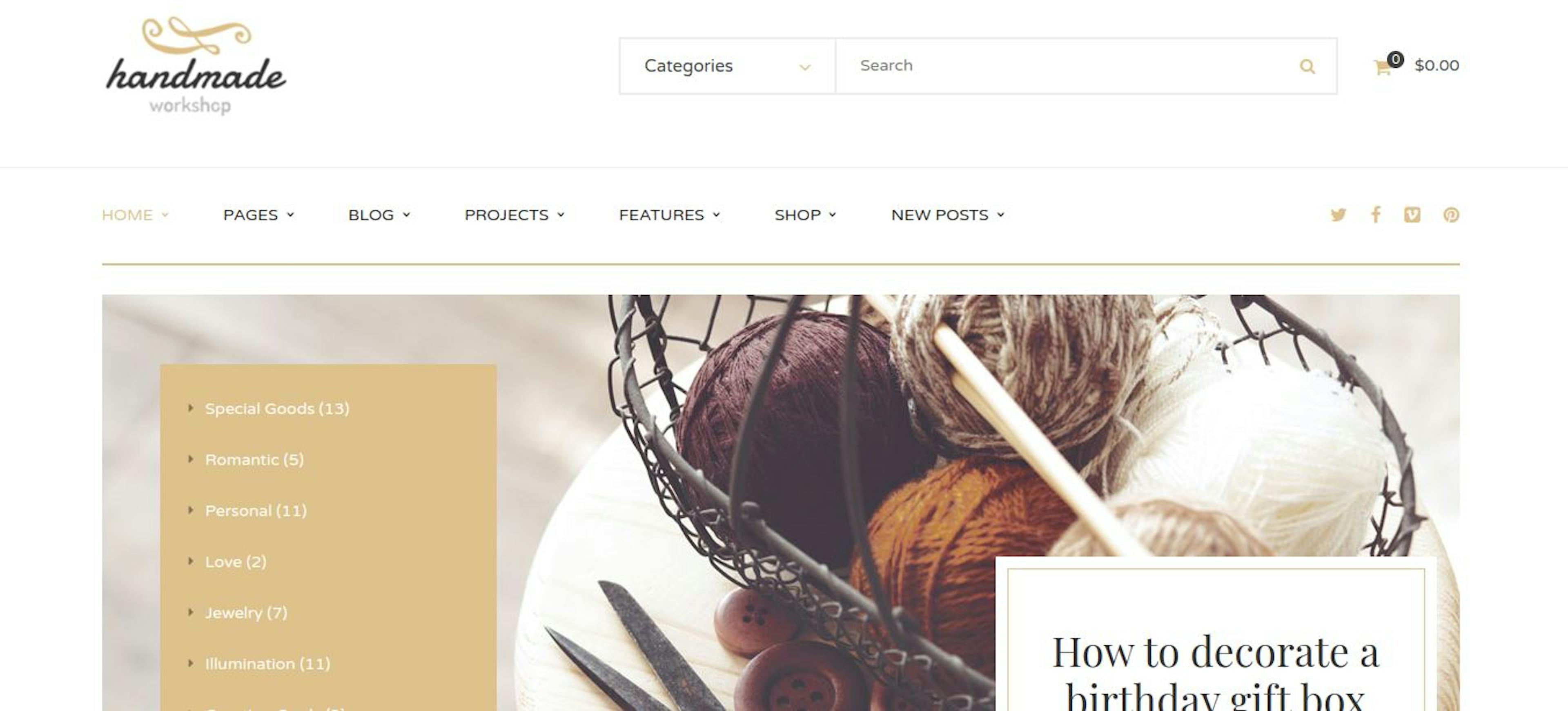Handmade - Shop WordPress WooCommerce Theme - HomePage
