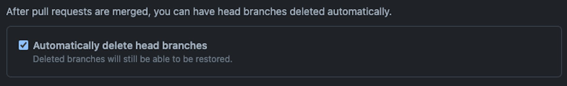 GitHub setting to delete a branch once the Pull Request is merged