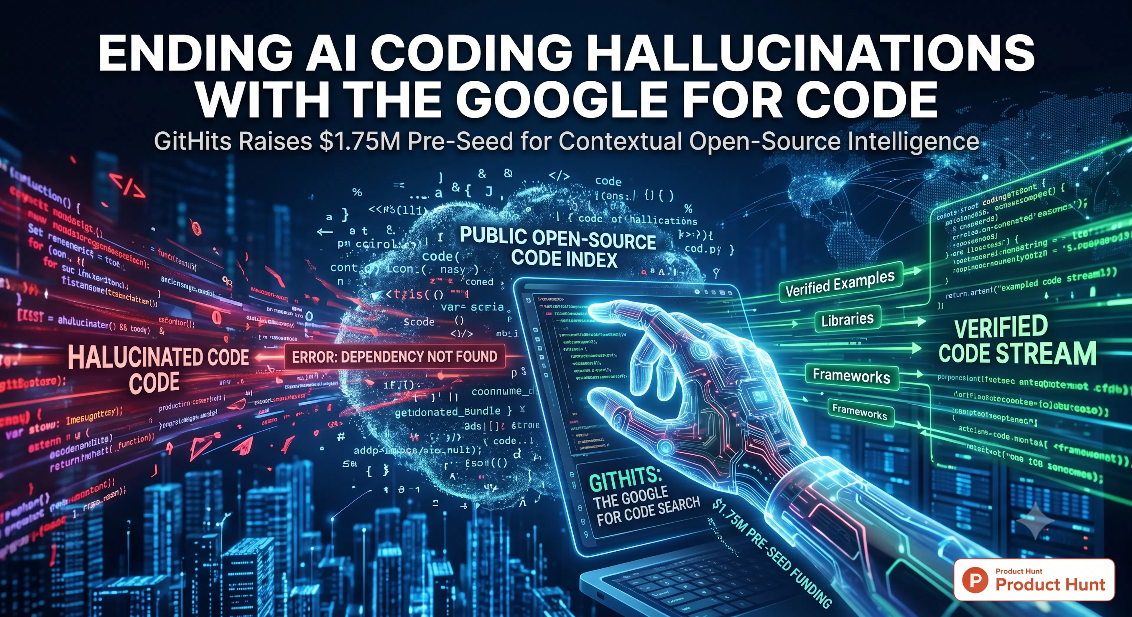 featured image - AI Hallucinations in Software Engineering: GitHits Raises $1.75M to Build the "Google for Code"