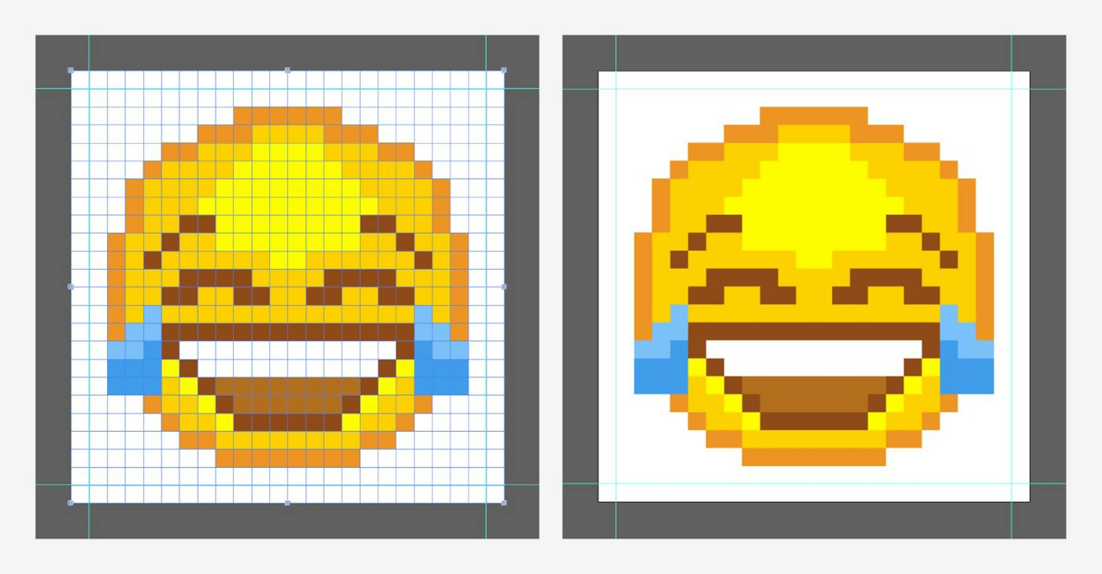 Durch die Verwendung von Lichtern und Schatten wurde dem Emoji Tiefe verliehen.
