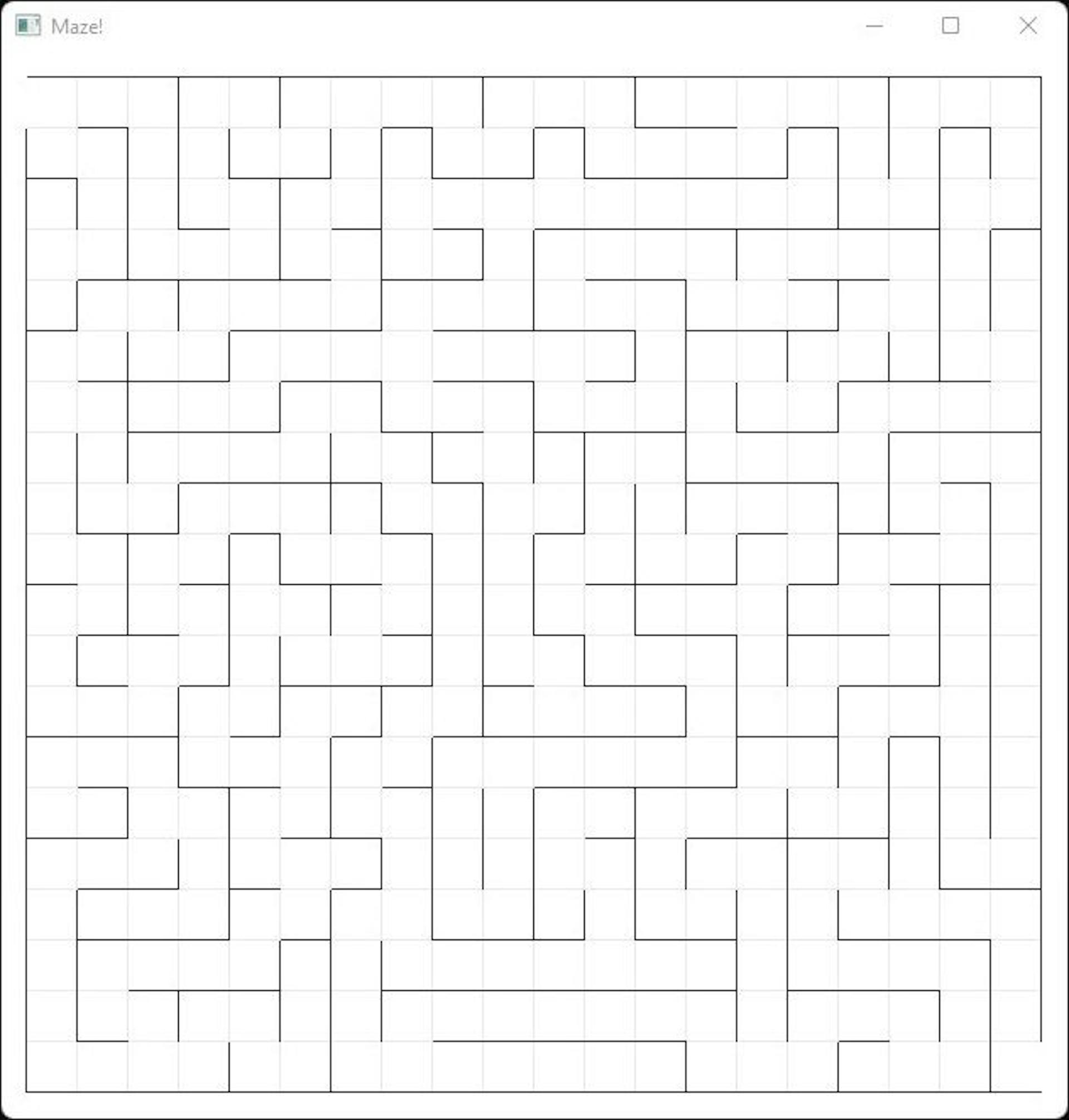 Rectangular maze with exactly one inpuit and one output