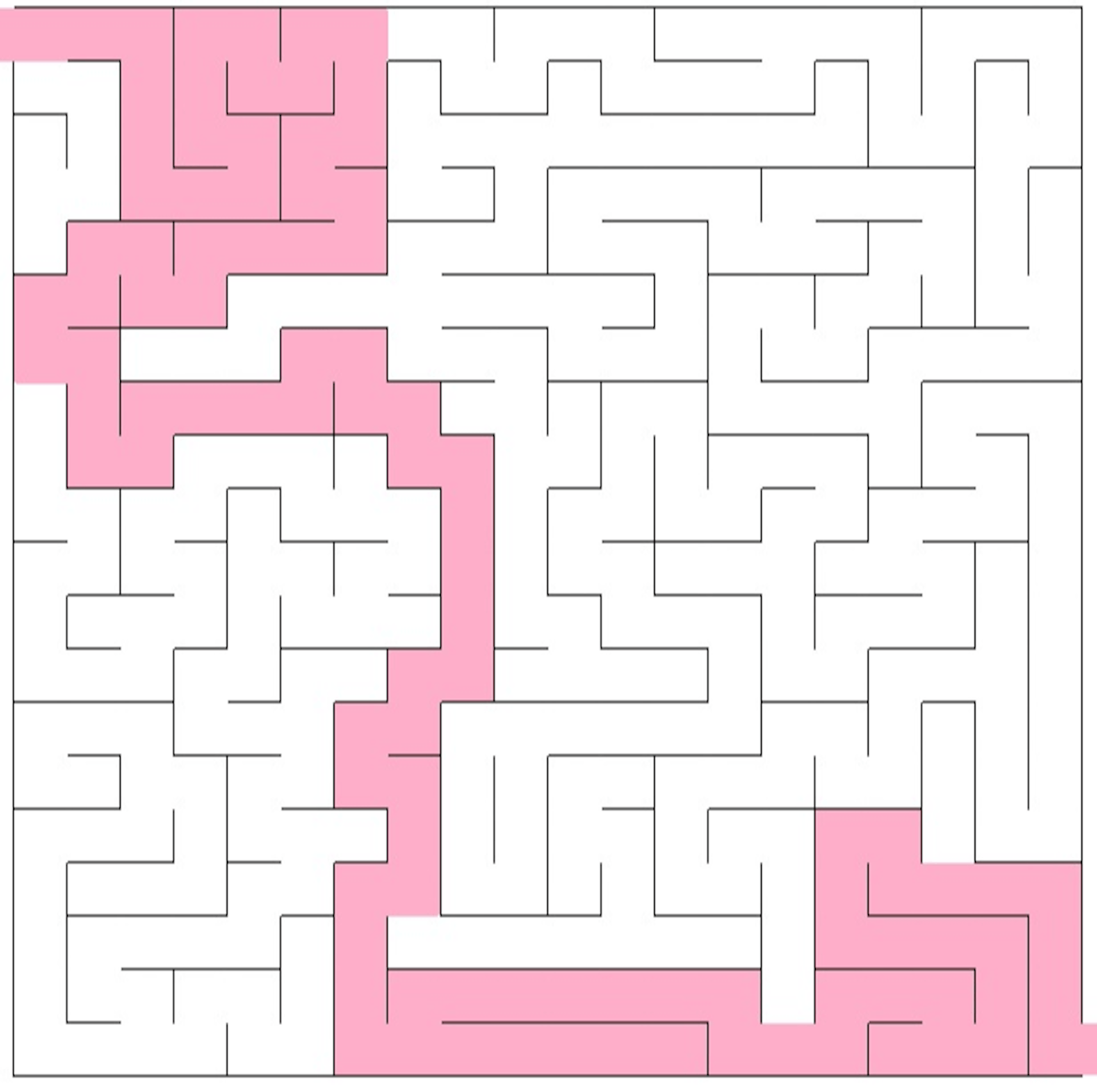 Spanning tree in the rectangular maze build using Spanning Tree Graph Algorithm