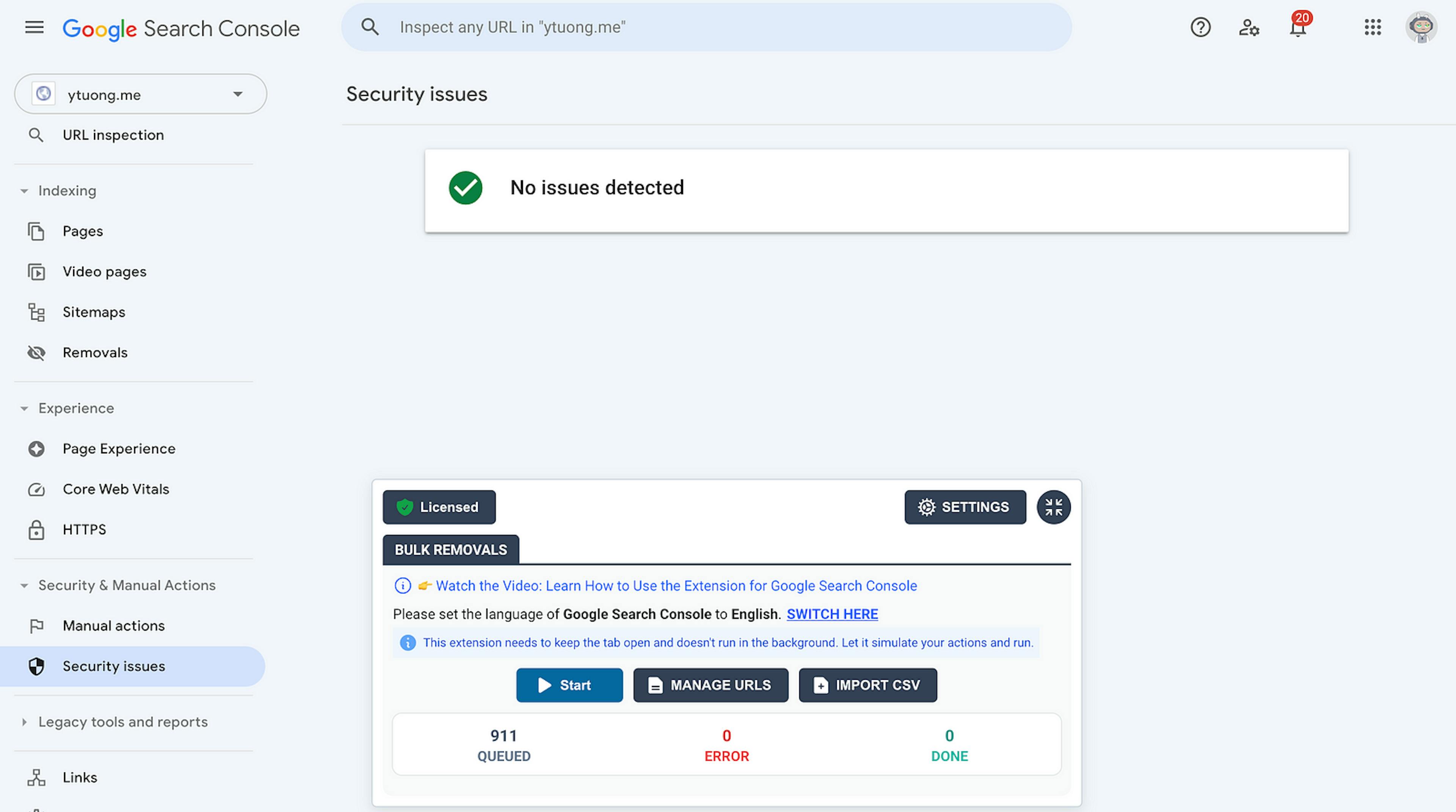 Google Search Console Security issues