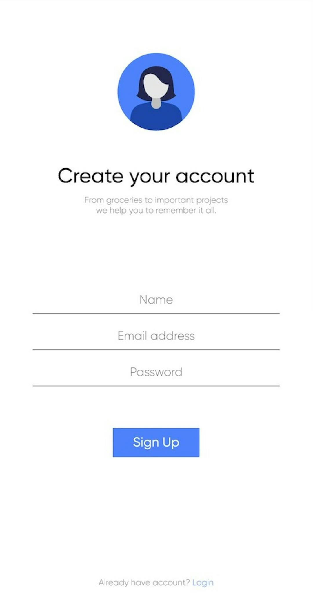 Example of an authentication form, web app