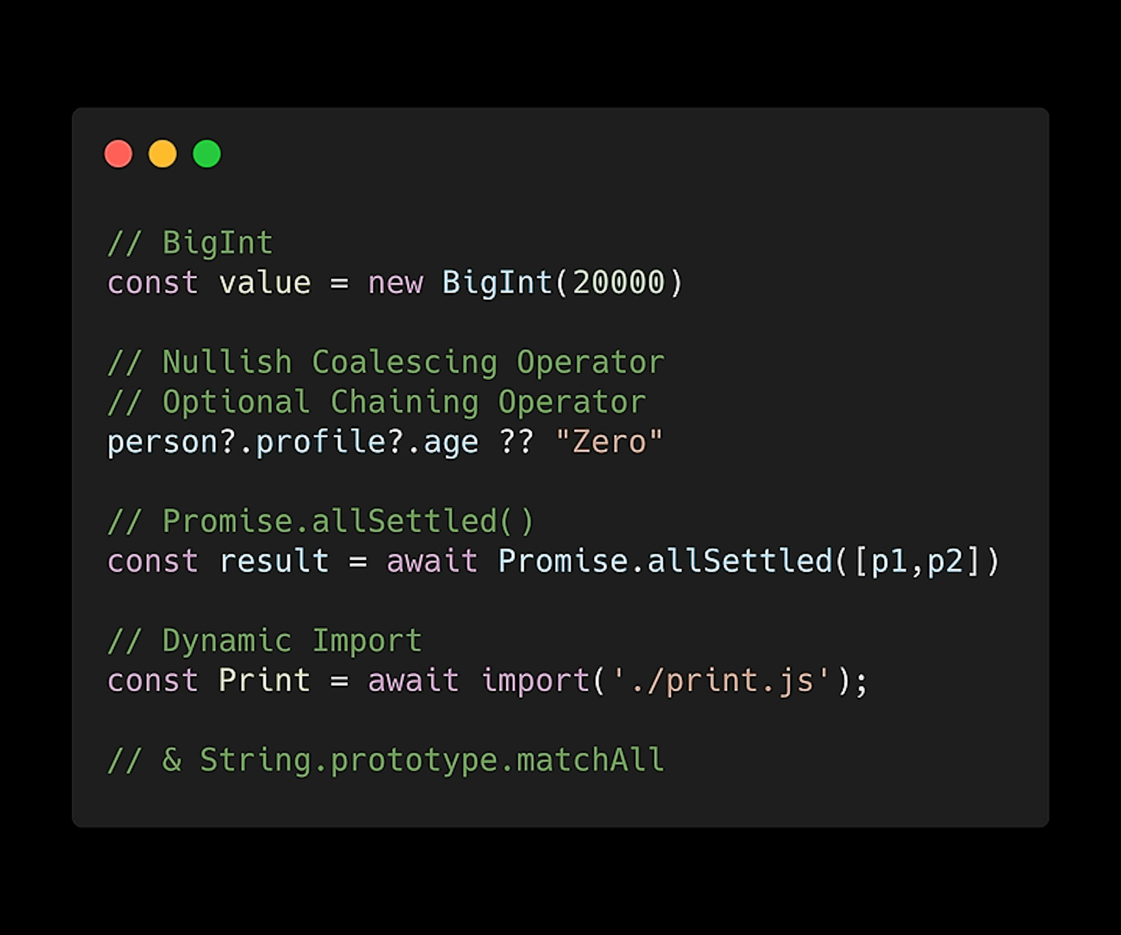 ES2020: Summary of New Features with Examples 🔥