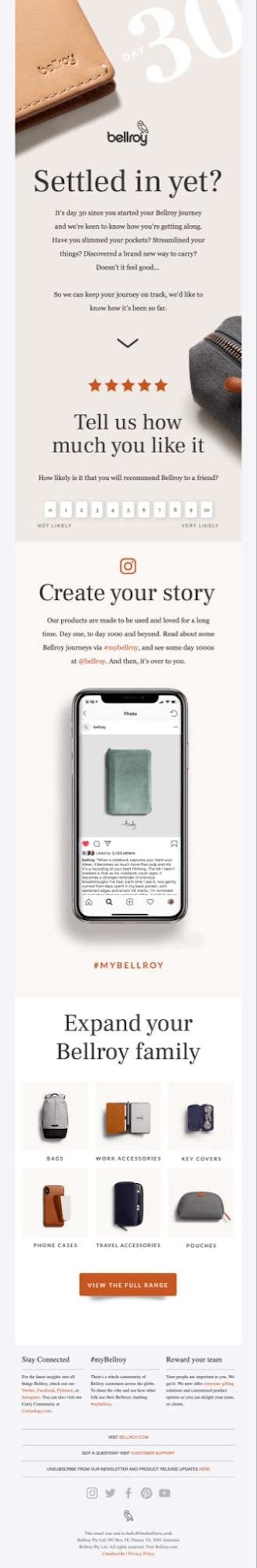 Bellroy's marketing email