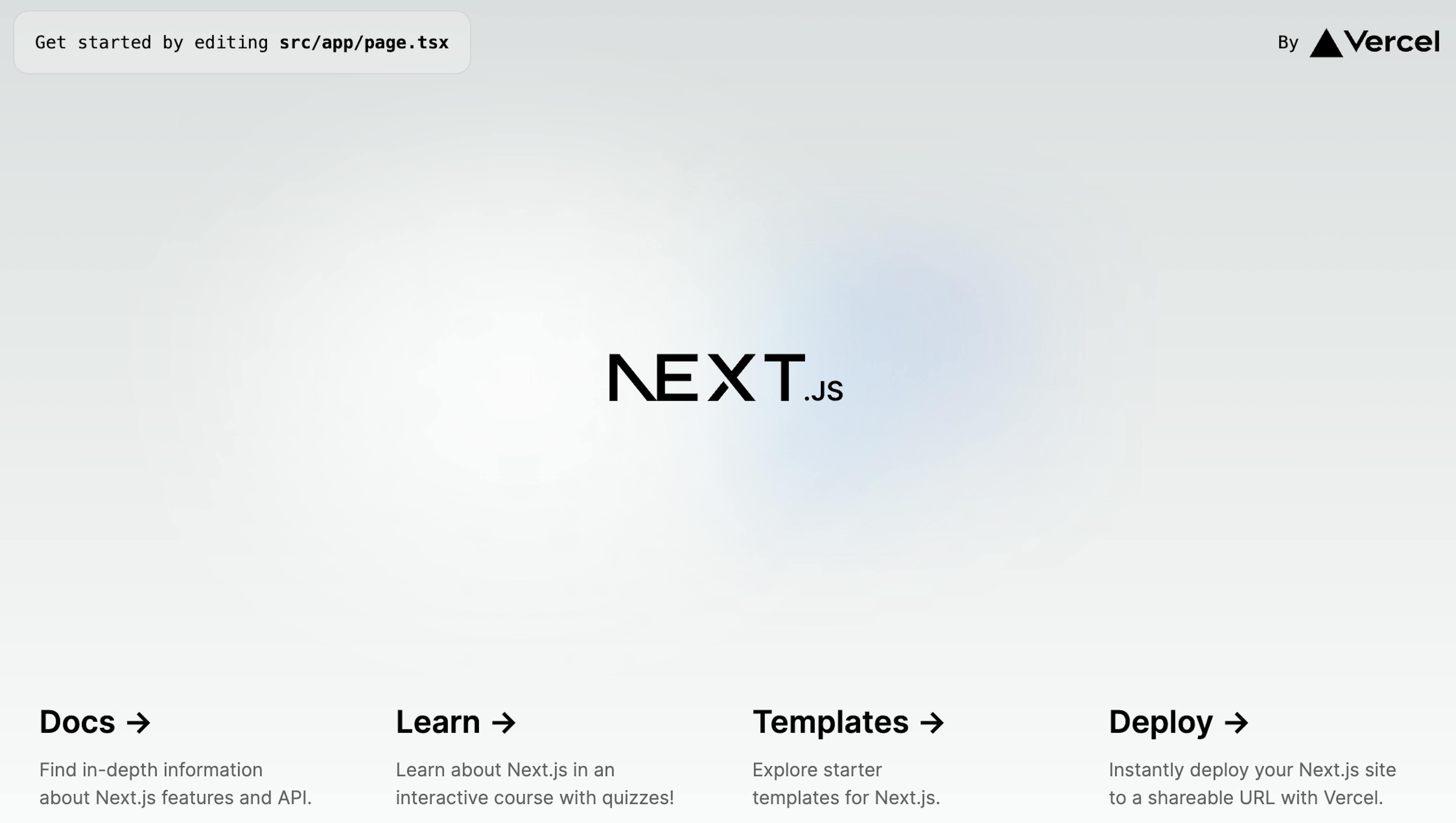 Next.js-Startbildschirm