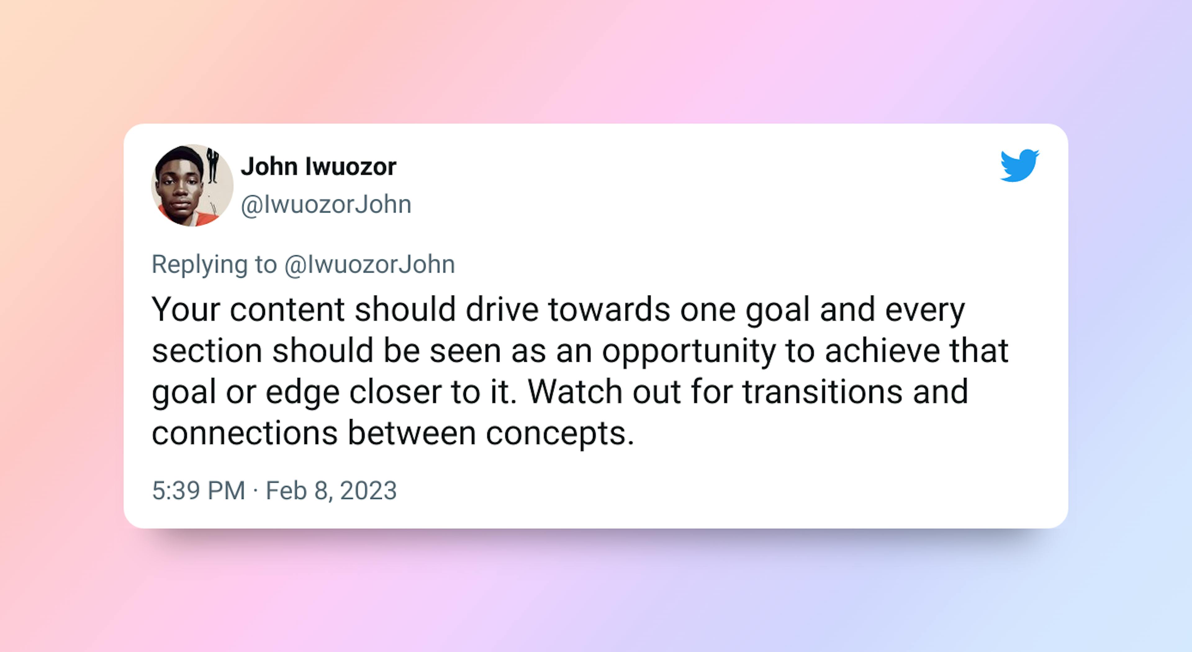 Tweet from Iwuozor John, Contributing Writer at Forbes.