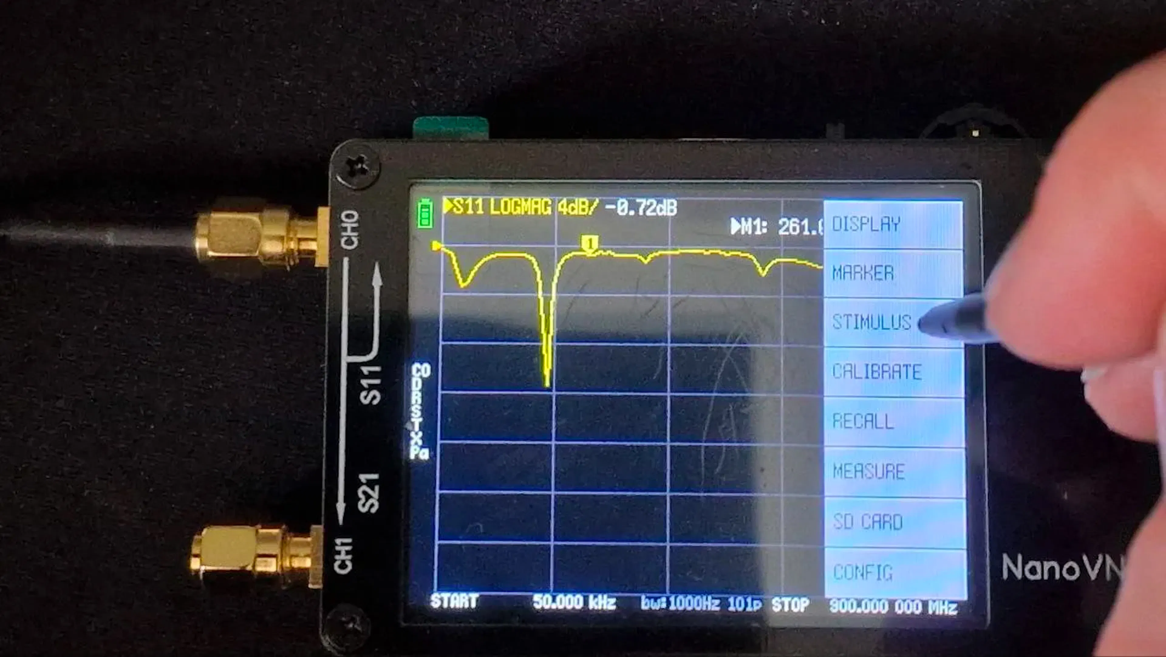 NanoVNA menu aiming for STIMULUS settings