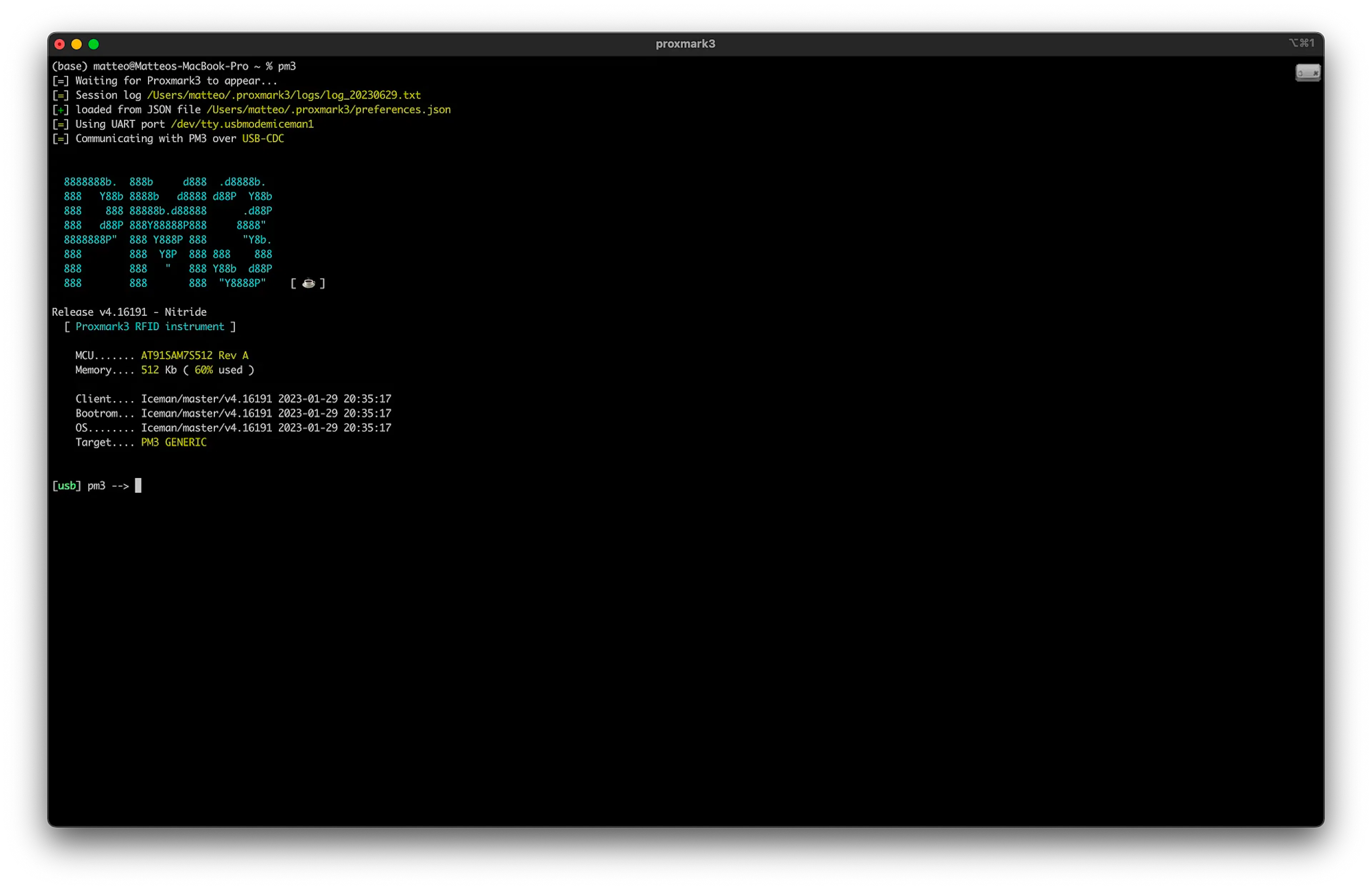 Proxmark3 Tools interactive shell