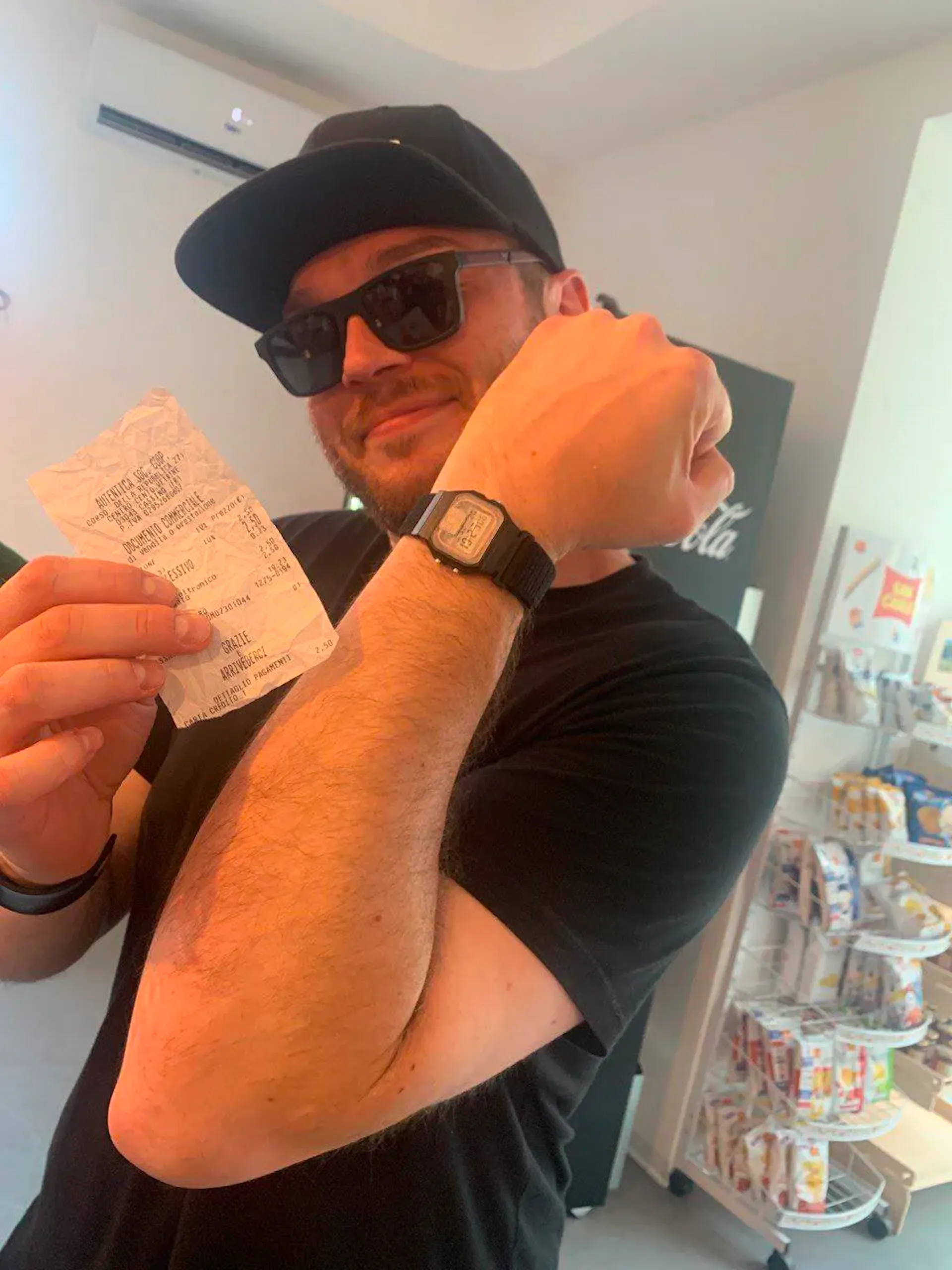 Receipt of the very first contactless transaction done with the hacked CASIO F-91W digital watch