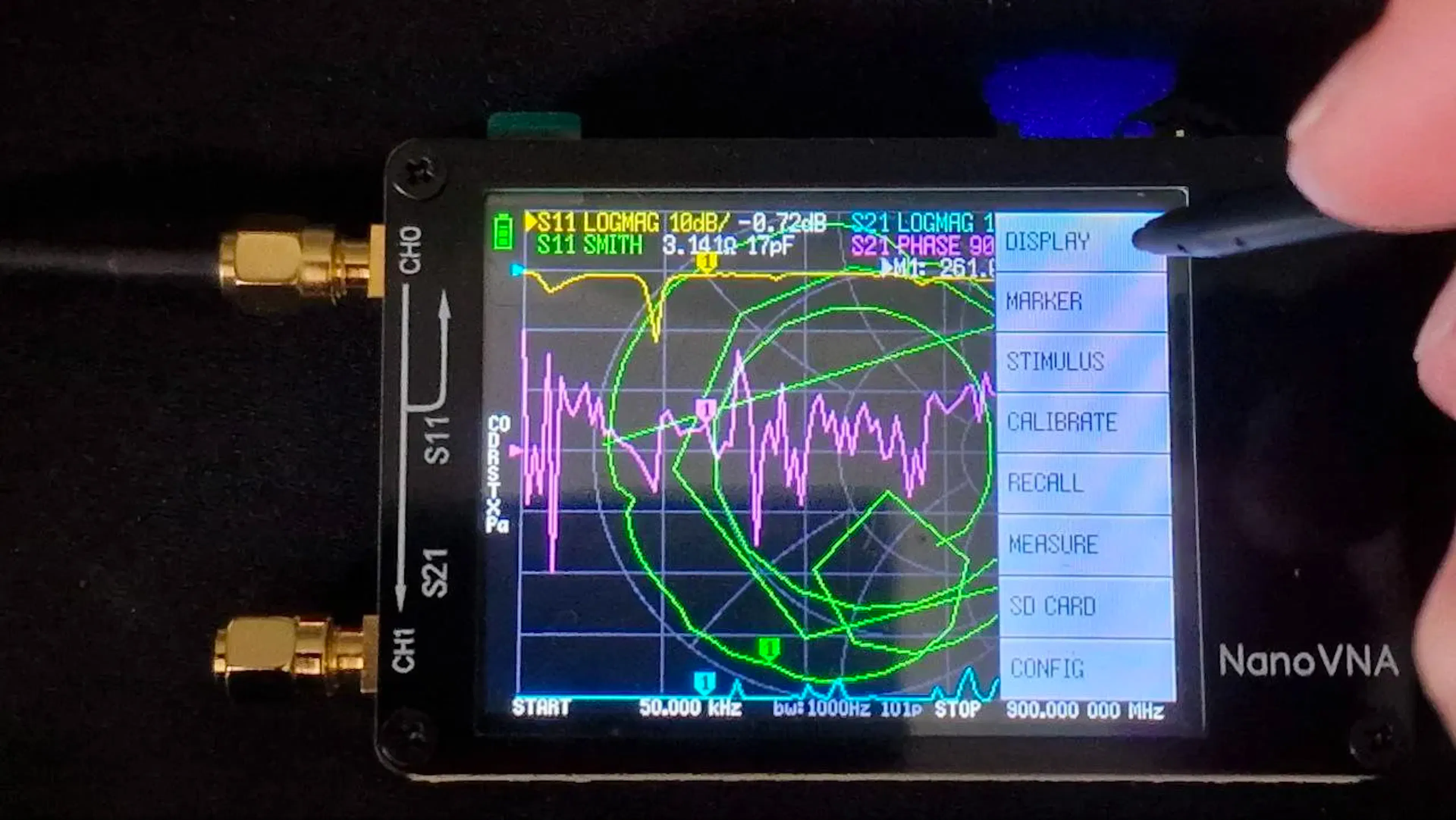 NanoVNA menu aiming for DISPLAY settings