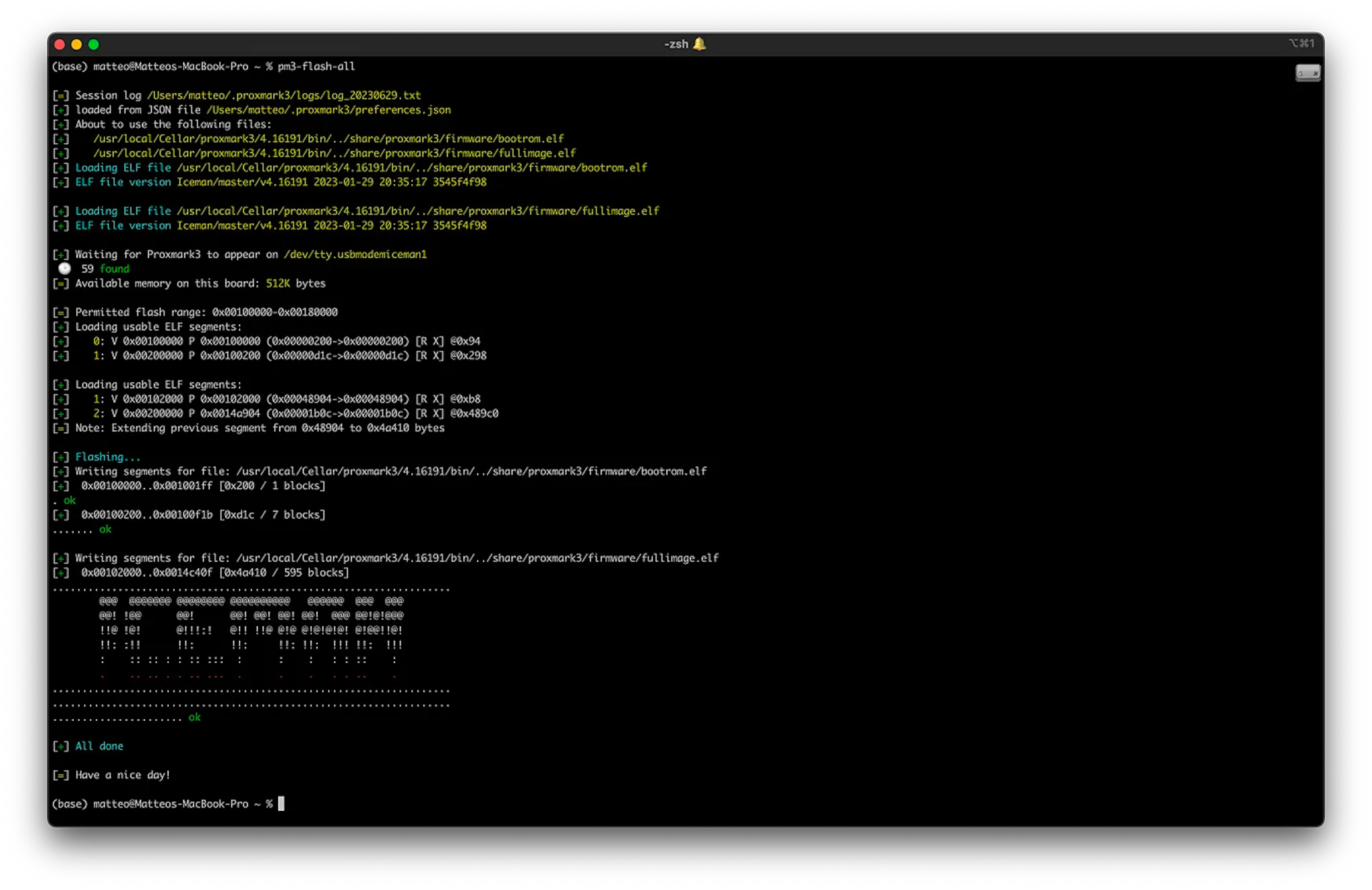 Proxmark3 in DFU-mode receives a firmware upgrade