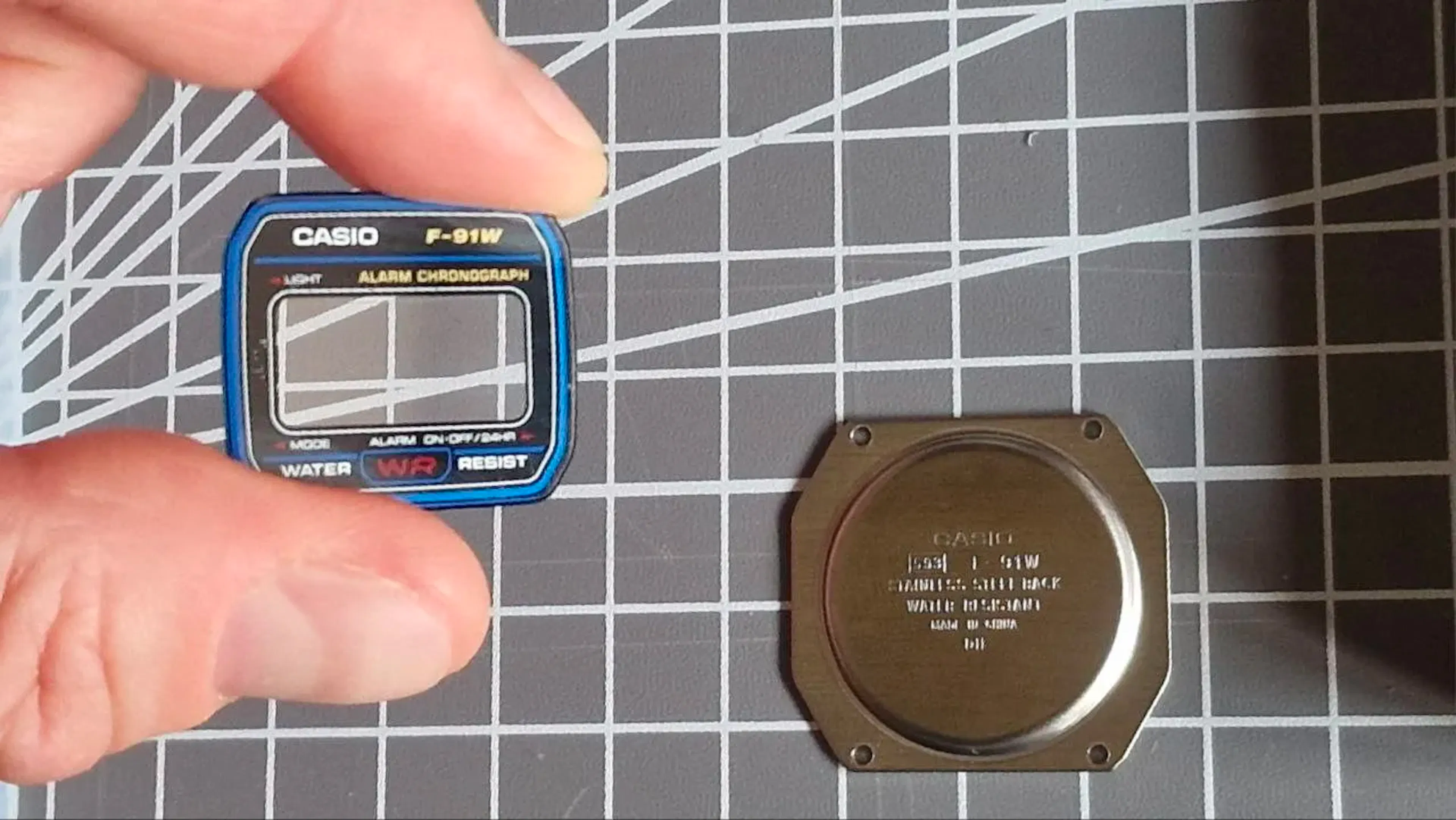 CASIO F-91W front plate and back plate