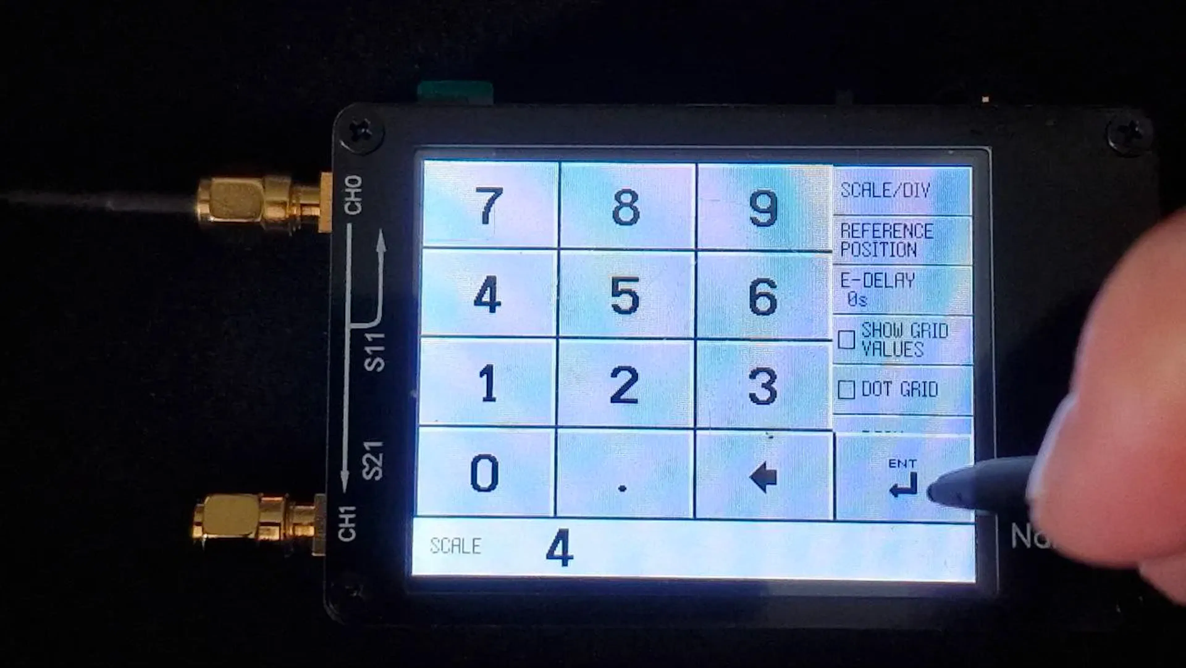 NanoVNA DISPLAY -> SCALE -> SCALE/DIV sub-menu