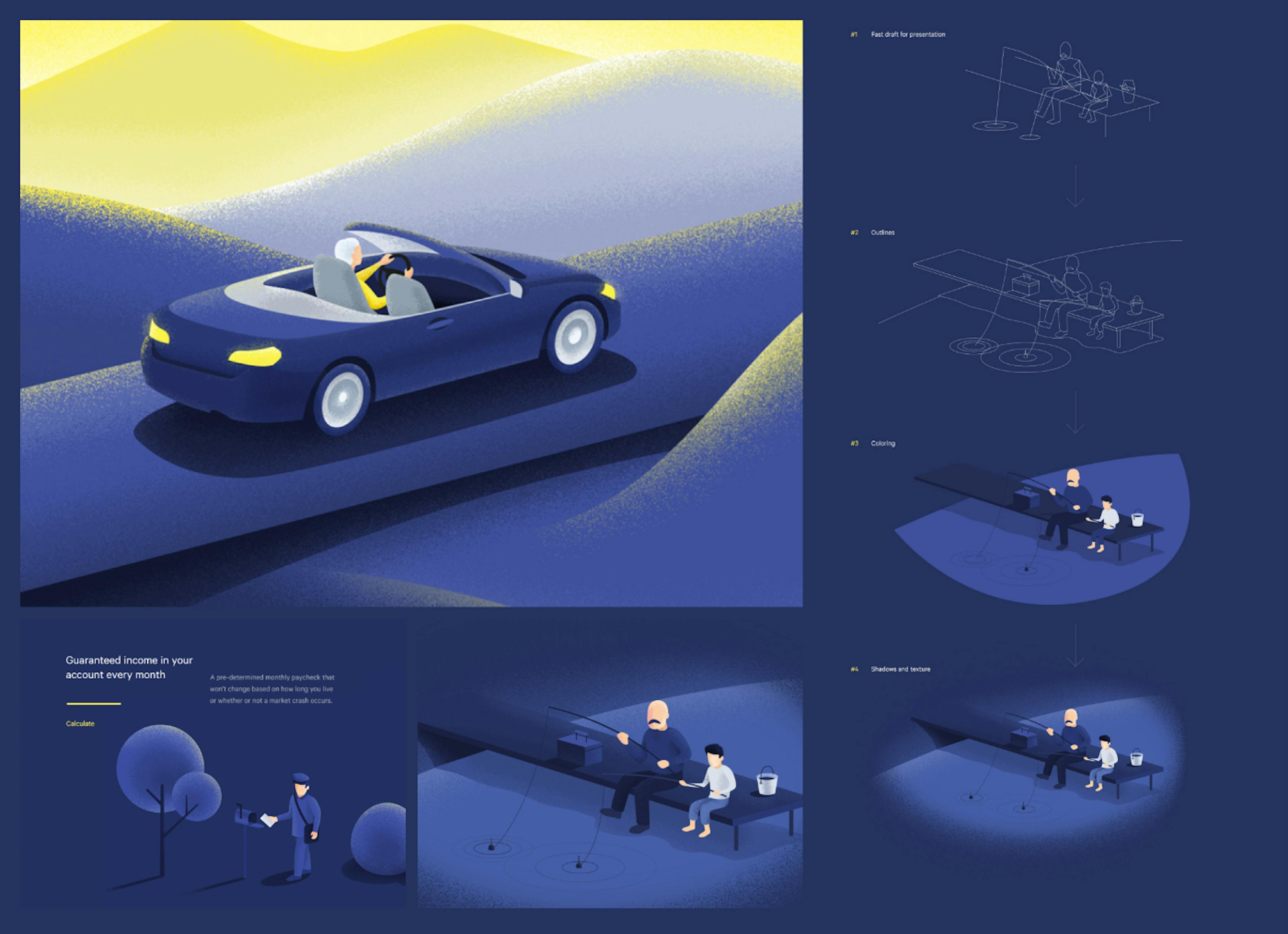 Final illustrations made according to the approved concept.