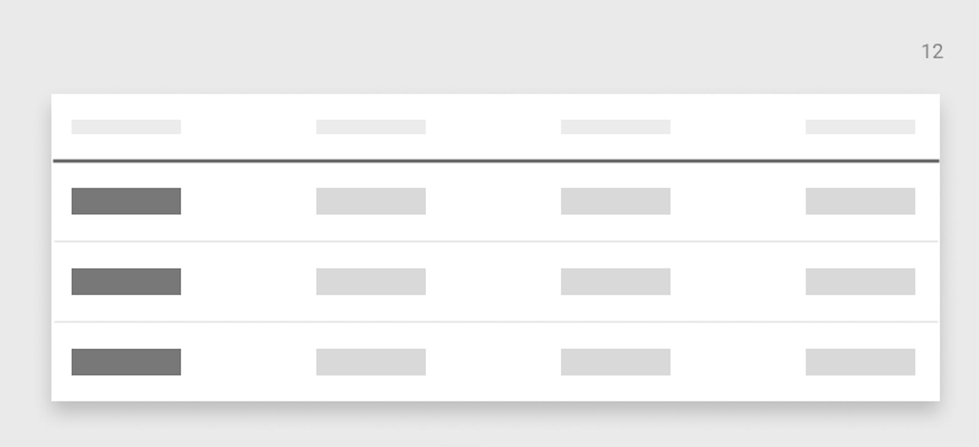 Highlighting a table with a shadow