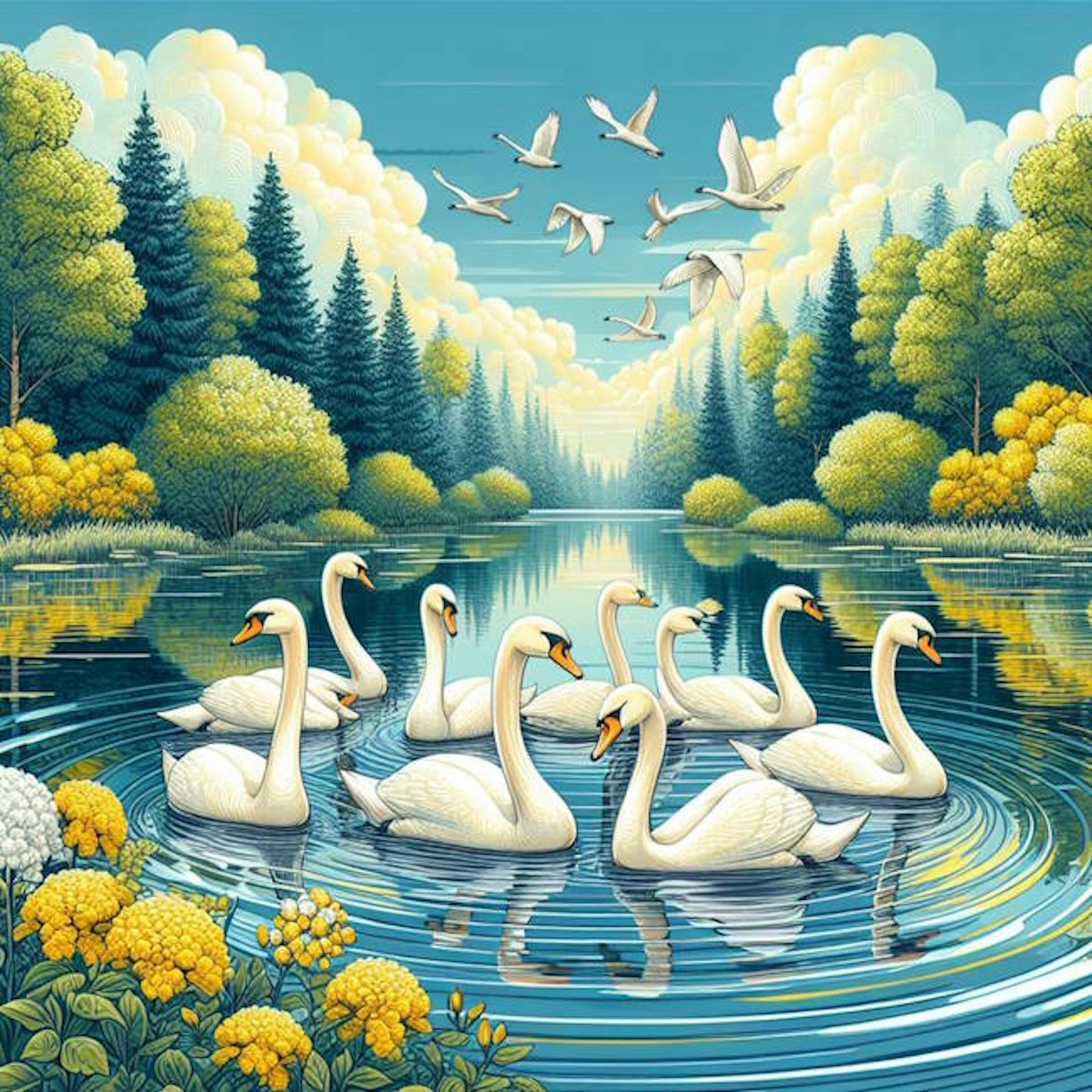 seven swans a-swimming
